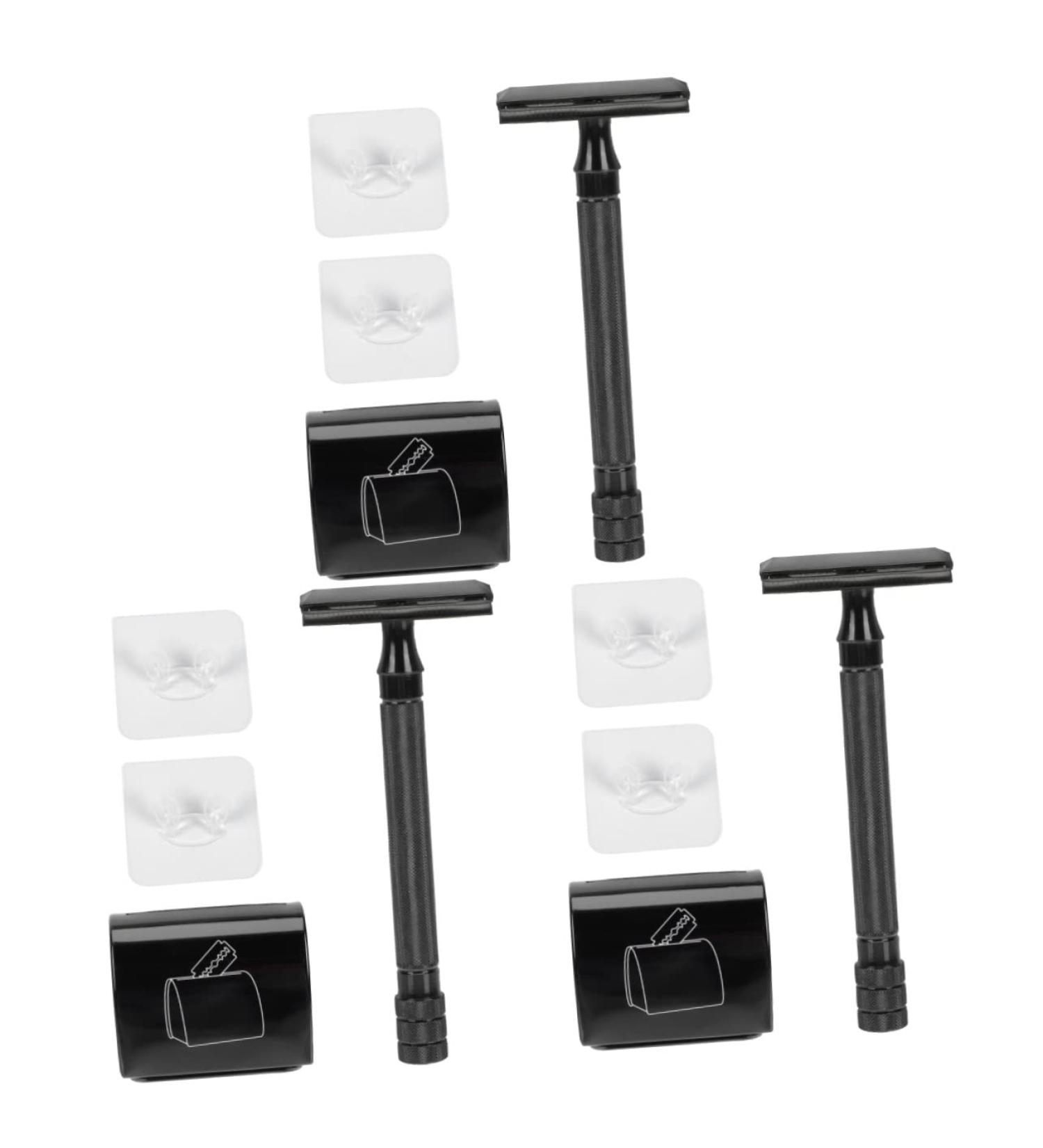 Minkissy 3-Piece Mustache Cord Bear Razor Set - Bamboo Handle Safety Razor with Manual Head & Blades - Black - Buy Online on GoSupps.com