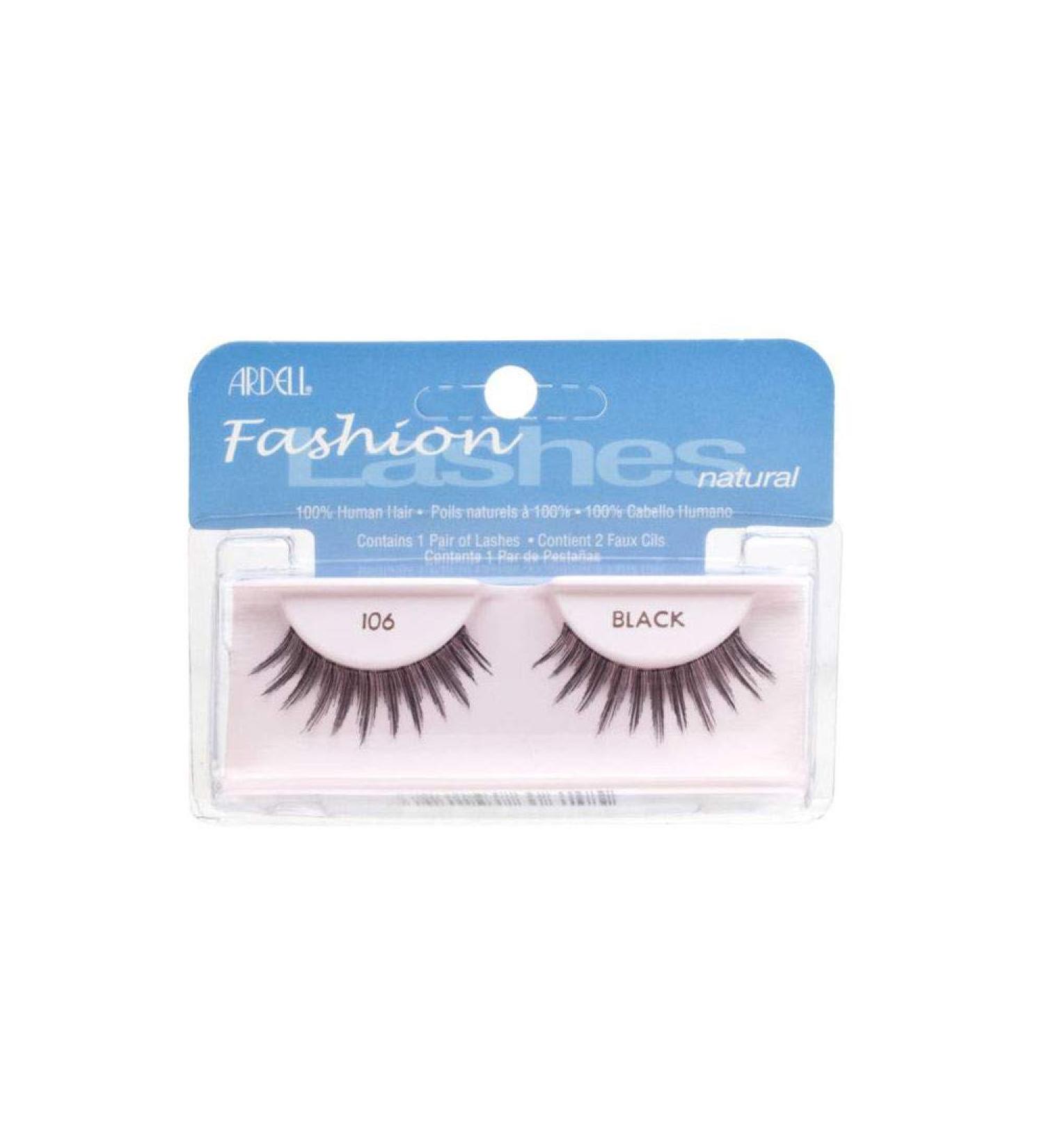 Ardell Fashion Lashes Natural - 106 Black Fake Eyelashes And Adhesives