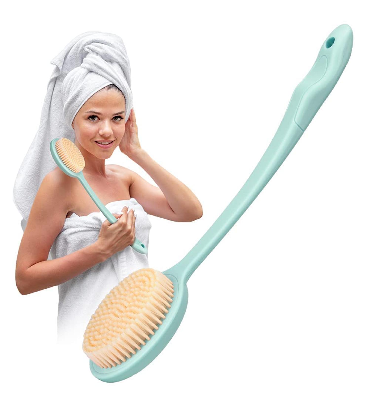 Chiris Back Brush - Long Handle Body Brush for Shower & Bath | Wet & Dry Back Scrubber for Acne Peeling & Dead Skin Removal (Blue) - Buy Online on GoSupps.com