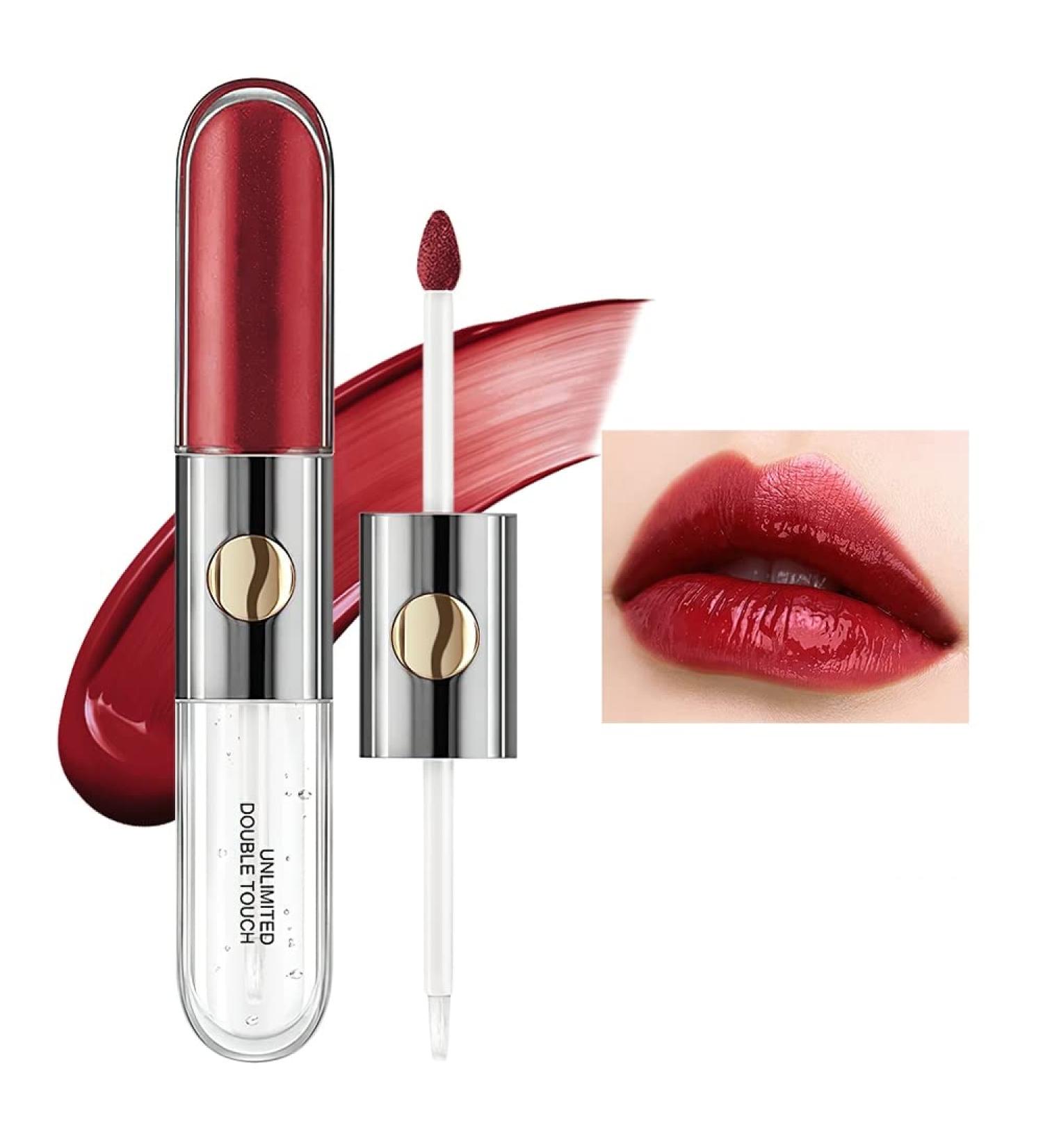 KQueenest Matte Liquid Lipstick & Clear Gloss Mirror | Long Lasting High-Pigment Burgundy Dual Ended Lip Color - Superstay 24 Hour Non-Sticky Lip Stain #128 - Buy Online on GoSupps.com