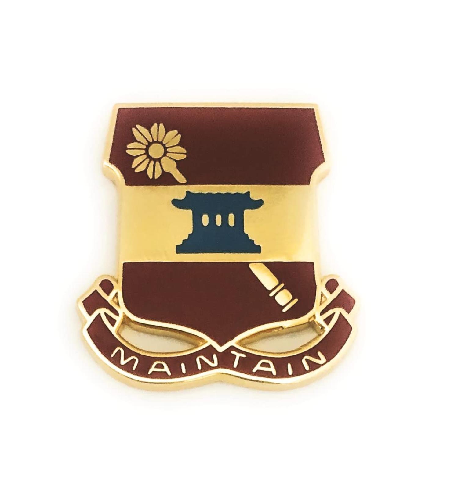703RD BRIGADE SUPPORT BATT CREST "MAINTAIN" PIN ON
