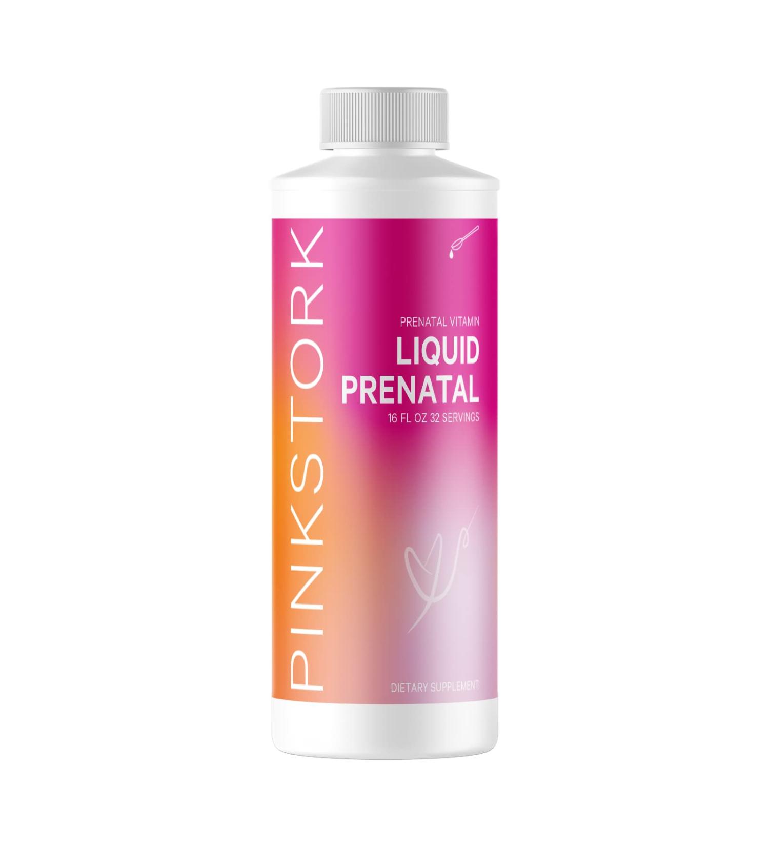 Pink Stork Liquid Prenatal Vitamins Organic Whole Food Blend | Folate, Iron, Zinc, Vitamin C | Better Absorption | Women-Owned | 32 Servings - Buy Online on GoSupps.com