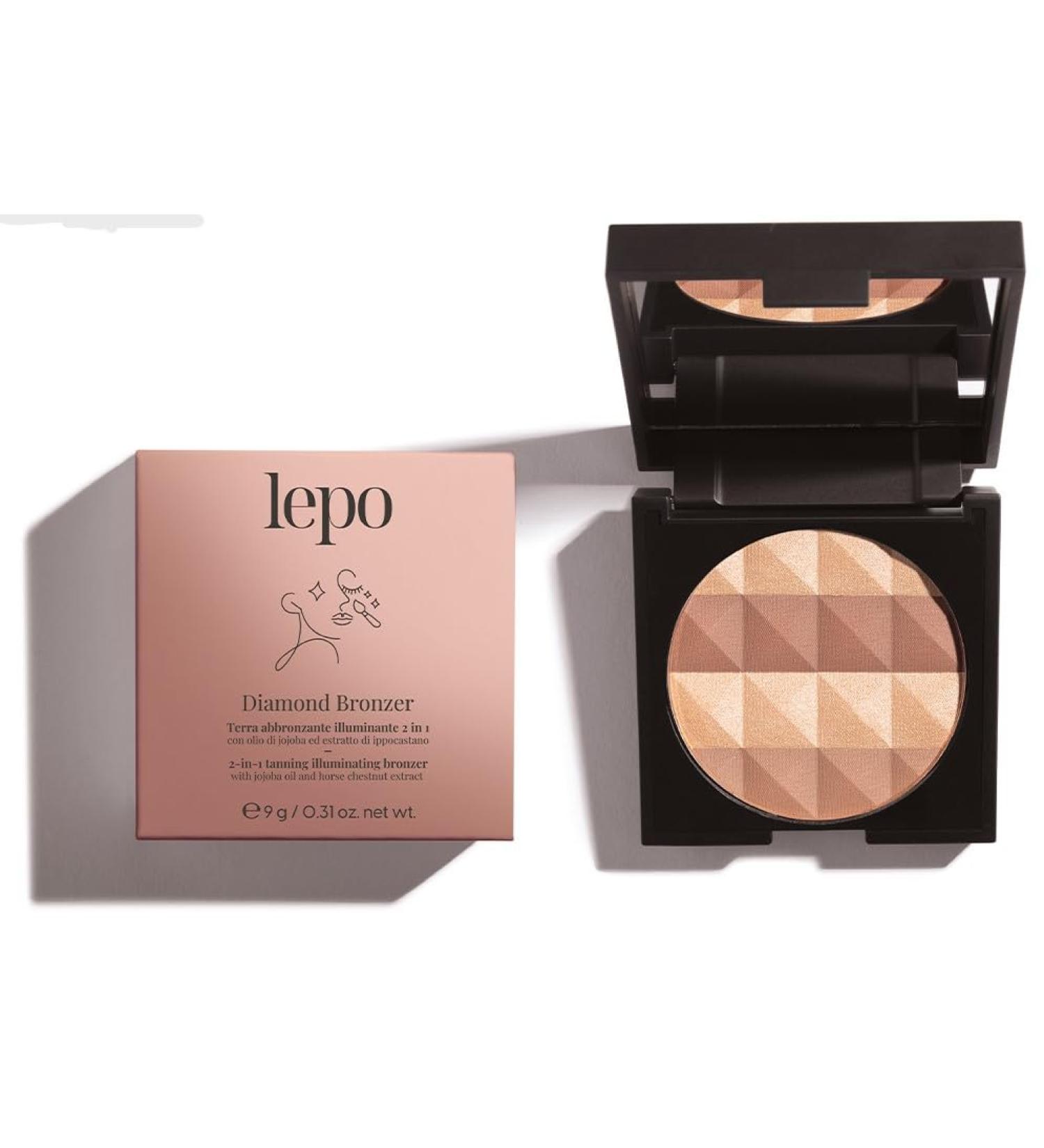 LEPO LEPO | DIAMOND BRONZER 2-in-1 Illuminating Bronzing Powder. No. 20 Gold with jojoba oil and horse chestnut extract