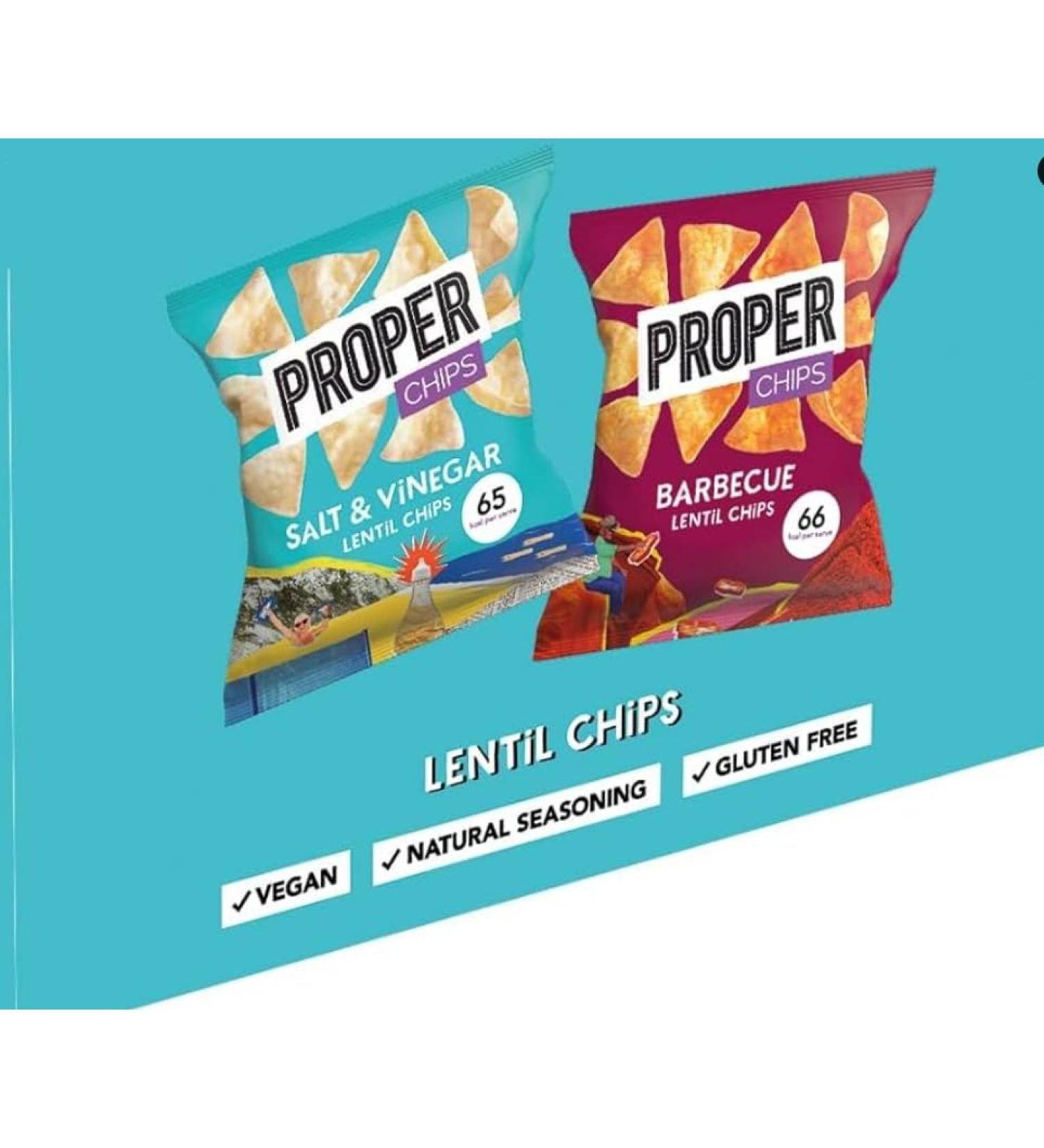Wowboxme Properchips Bundle 24 Salt & Vinegar and 24 x Barbecue BBQ (48 x 20g Bundle) (1 Bundle) 20 g (Pack of 1)