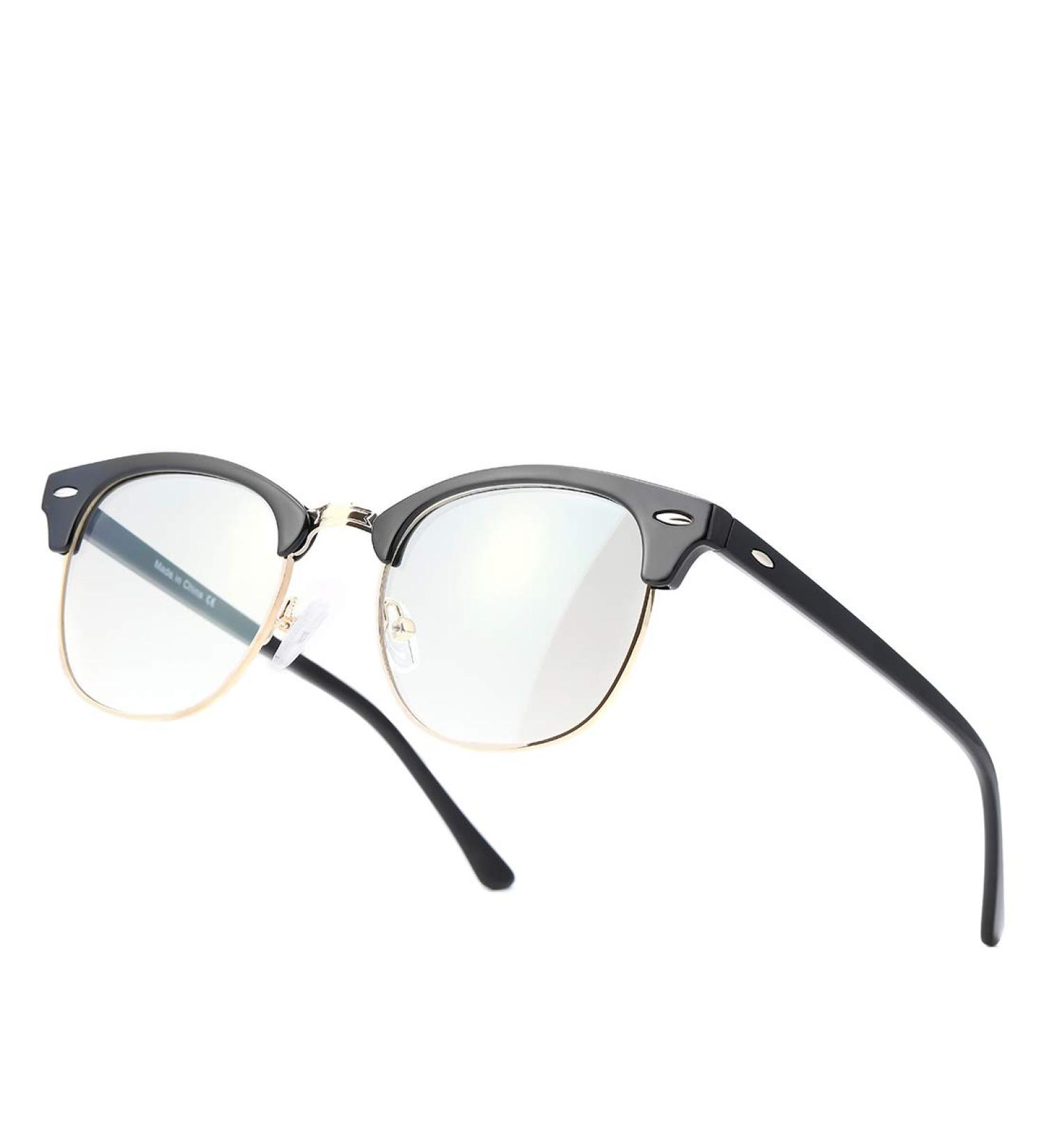 Kimorn Blue Light Filter Glasses - Half-Bordering Anti-Fatigue Computer Glasses for Improved Sleep - Glossy Black Gold KS052 Frames - Buy Online on GoSupps.com