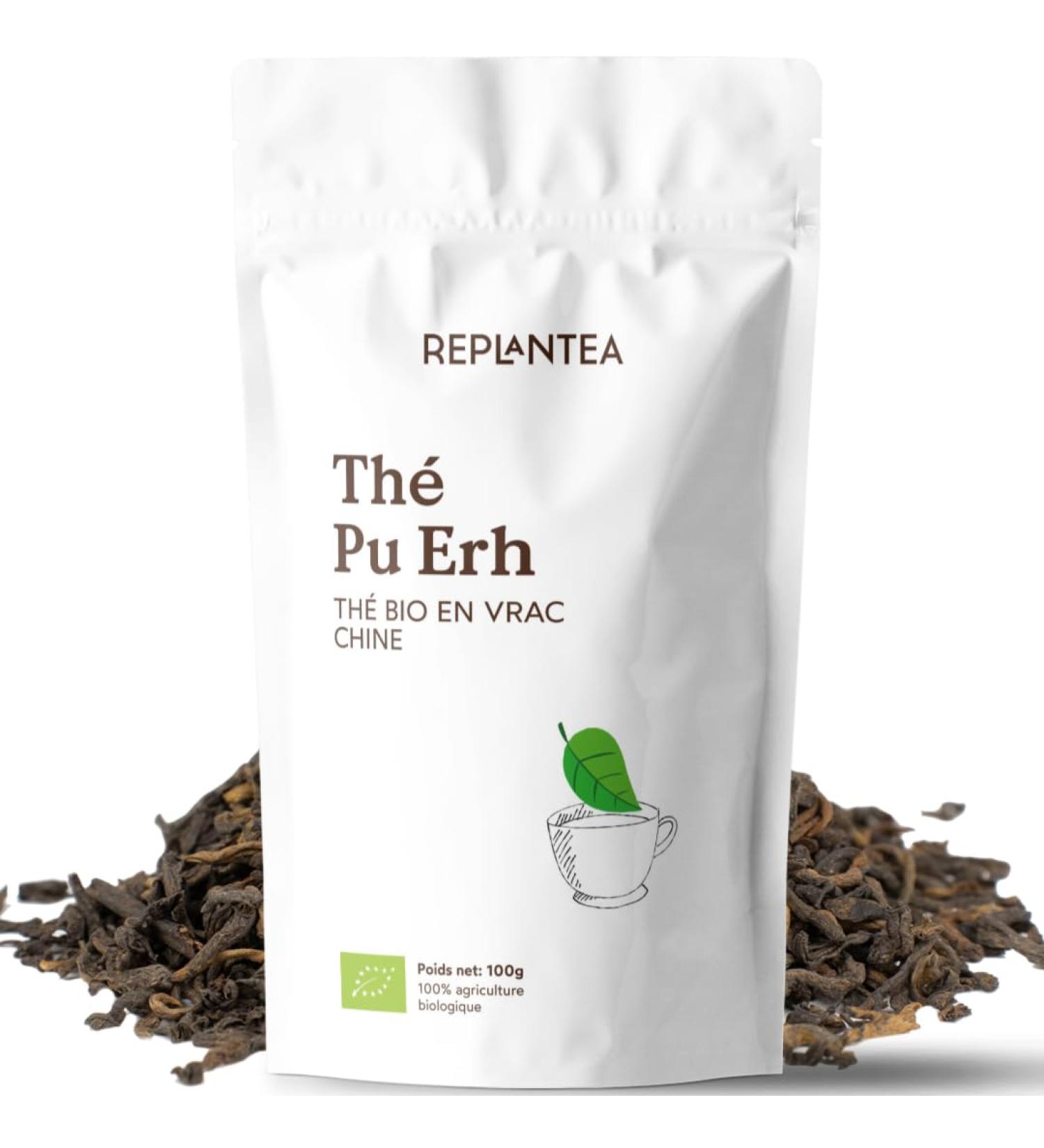 TH PU ERH BIO VRAC 100g (50 Tasses) | Th Pu Erh Biologique en Vrac Yunnan Chine REPLANTEA - Buy Online on GoSupps.com