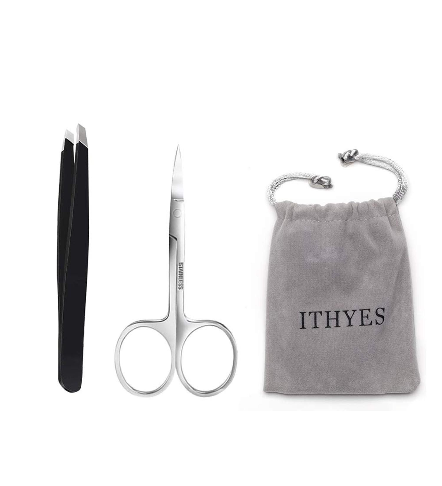 Ityes Eyebrow Tweezers Set - Stainless Steel Precision Tweezers & Scissors for Ingrown Hair and Eyebrow Shaping - International Shipping Available - Buy Online on GoSupps.com