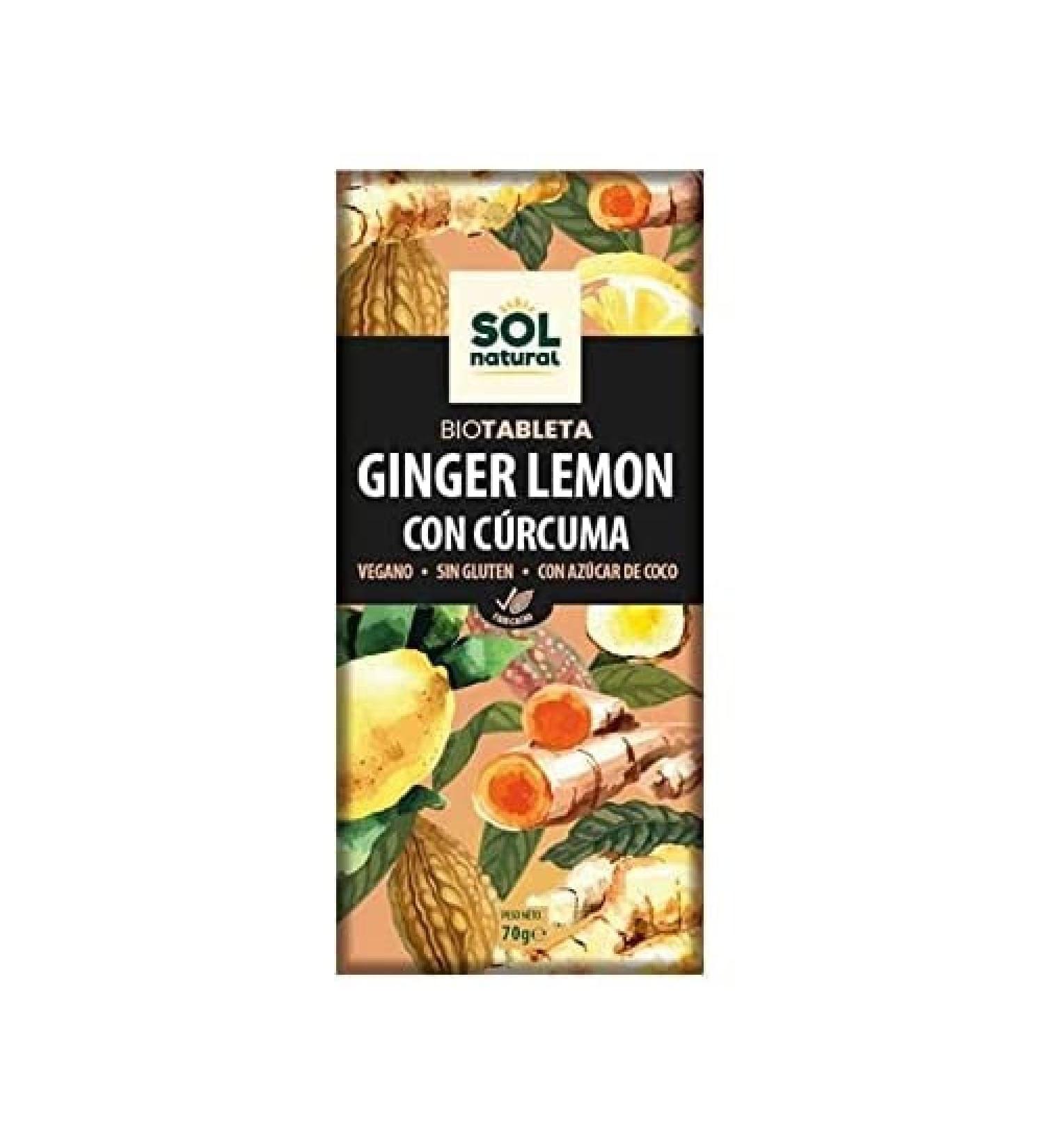 SOLNATURAL Lemon Chocolate with Turmeric 70 g Organic SG