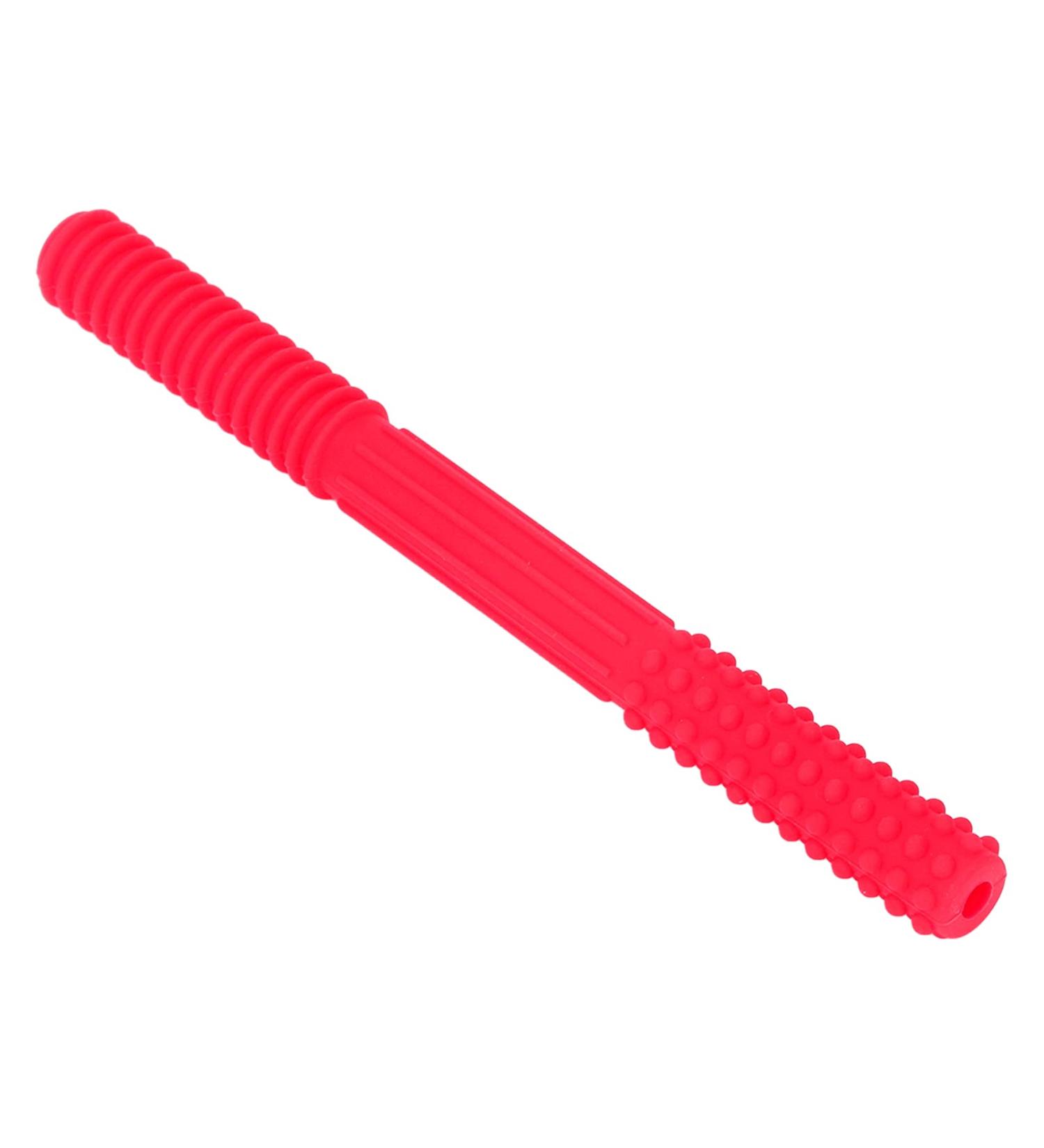 Hollow Teething Tube for Babies - Soft Silicone Chew Toy with Cleaning Brush (Red) - Buy Online on GoSupps.com