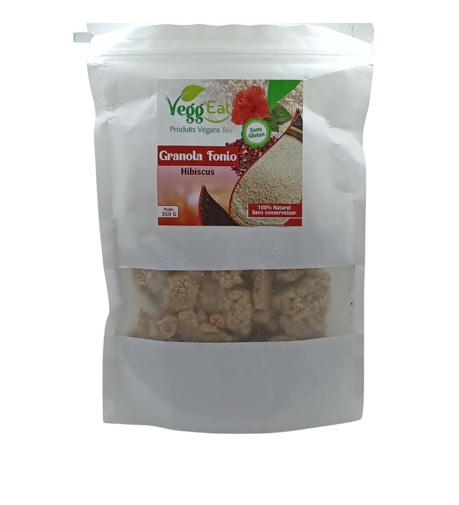 Vegg' Eat Granola Fonio Hibiscus Crunchy - 100% Natural Cereal - Organic - Gluten Free - Preservative Free - Wheat Free - Buy Online on GoSupps.com