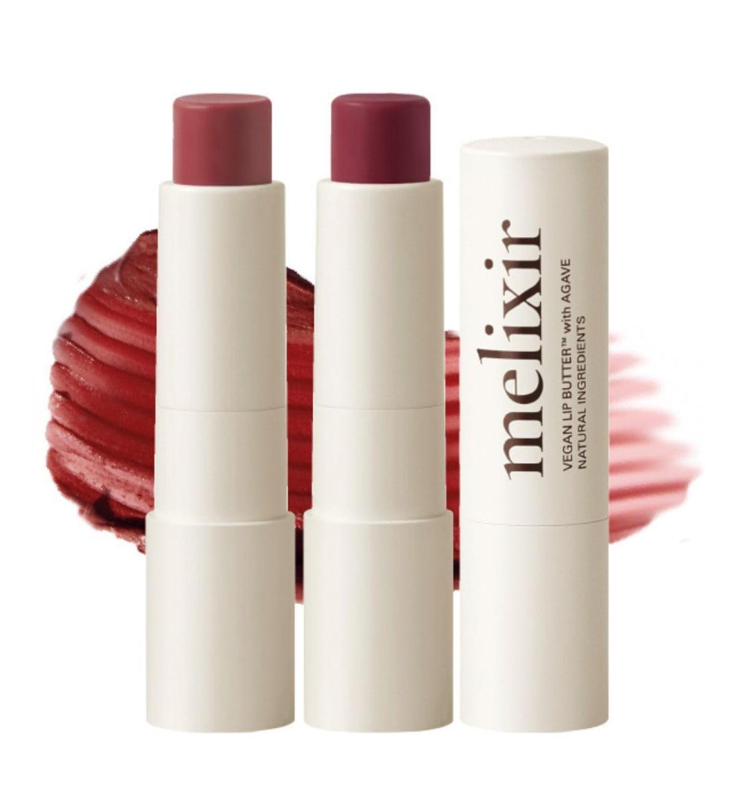 Melixir Vegan Lip Butter Duo Set Hydrating Tinted Lip Balm Gift Set with Shea Butter, Moisturizing for Dry Chapped Lips, Petrolatum-Free, Bee-Free, Sheer Natural Finish (Autumn Rain & Nudy Rose) - Buy Online on GoSupps.com