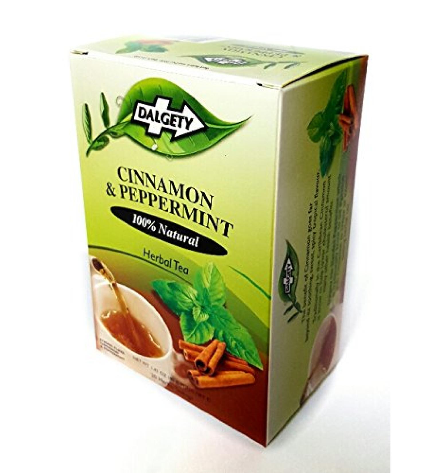 DALGETY CINNAMON and PEPPERMINT TEA. REAL CARIBBEAN TEA. 20 TEABAGS PER CARTON. MEDIUM STRENGTH HERBAL TEA with ALL NATURAL INGREDIENTS. PRODUCT of the UK. - Buy Online on GoSupps.com