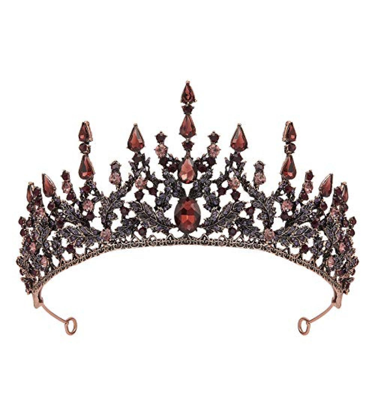 SWEETV Vintage Metal Queen Crown Tiara for Women - Crystal Wedding Headpiece in Purple - Buy Online on GoSupps.com