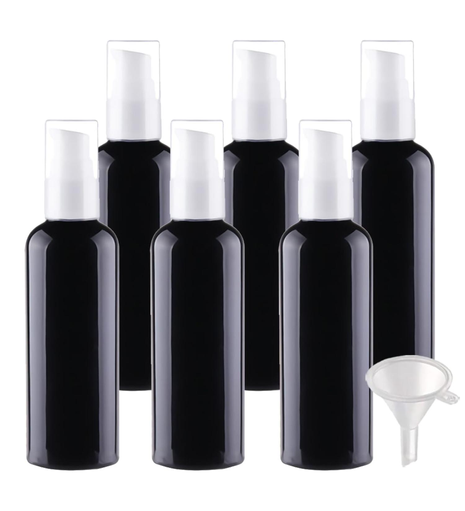 ZEOABSY 6 Pieces 100 ml Black Lotion Bottles with White Pump 100ml Empty PET Plastic Lotion Pump Bottle Cosmetic Gel Travel Container for Cosmetic Make up Cleaning + 1 x Funnel Black 100ml - Buy Online on GoSupps.com