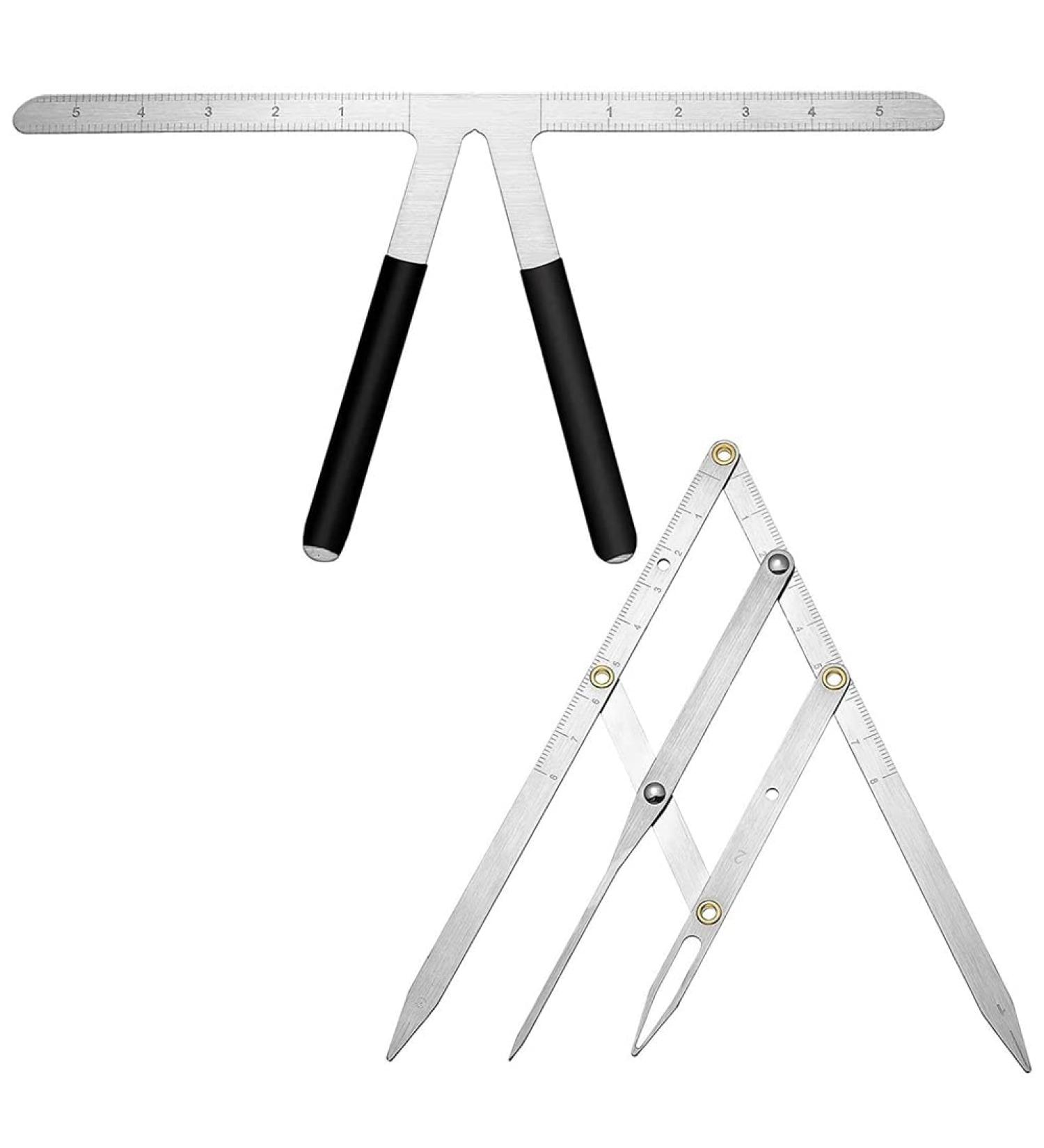 qazaa 2Piece Eyebrow Golden Proportion Caliper Ruler Brow Caliper Measuring Tool Silver - Buy Online on GoSupps.com