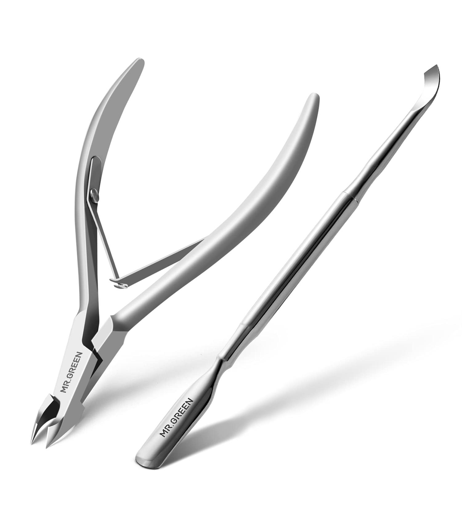 MR.GREEN Cuticle Nippers & Pusher Set - Stainless Steel Nail Manicure Tool for Dead Skin Removal - Buy Online on GoSupps.com