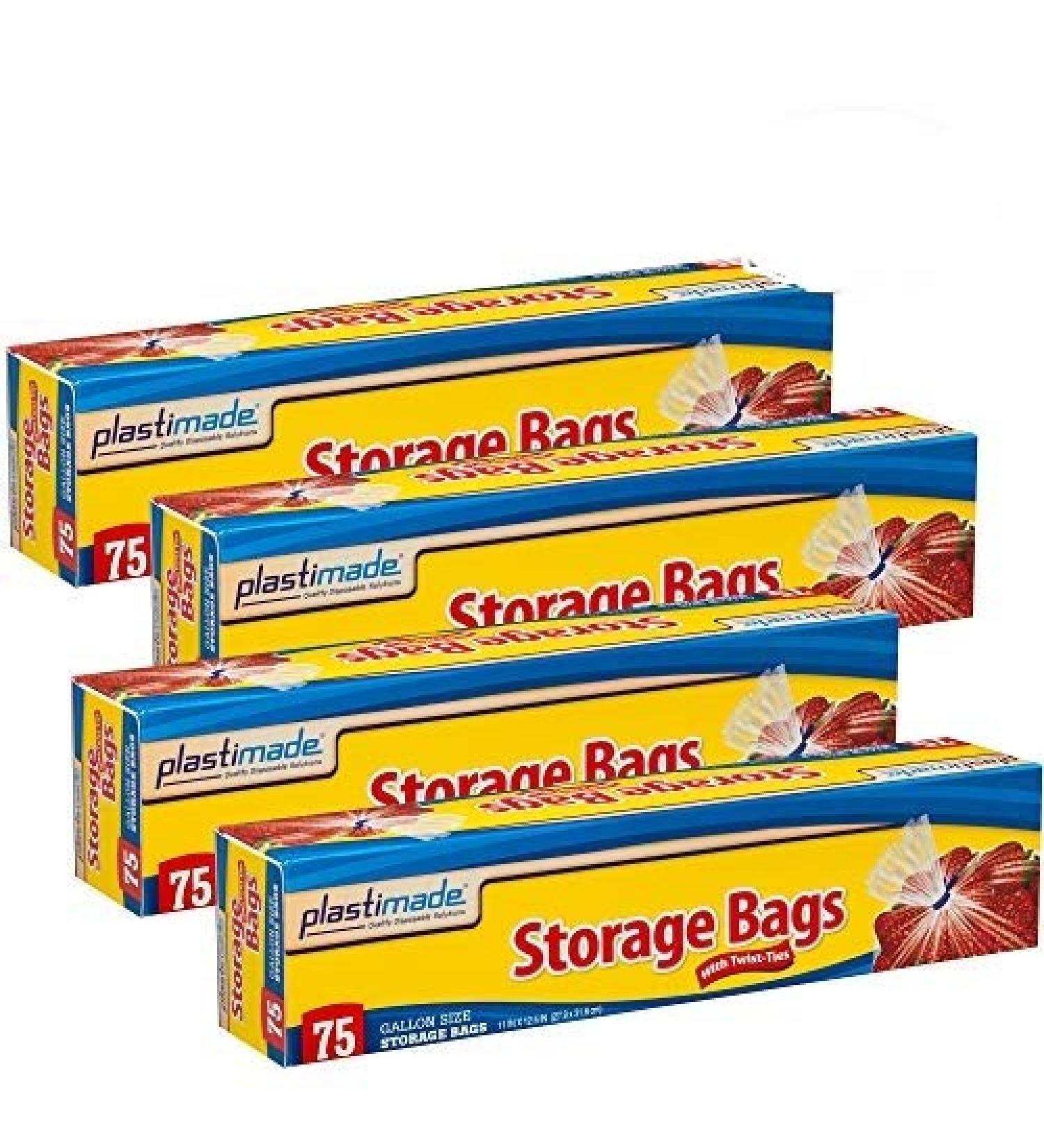 Plastimade 1 Gallon Disposable Plastic Storage Bags with Twist Tie - 300 Bags for Home, Office, Traveling, Snacks (4 Packs) - Buy Online on GoSupps.com
