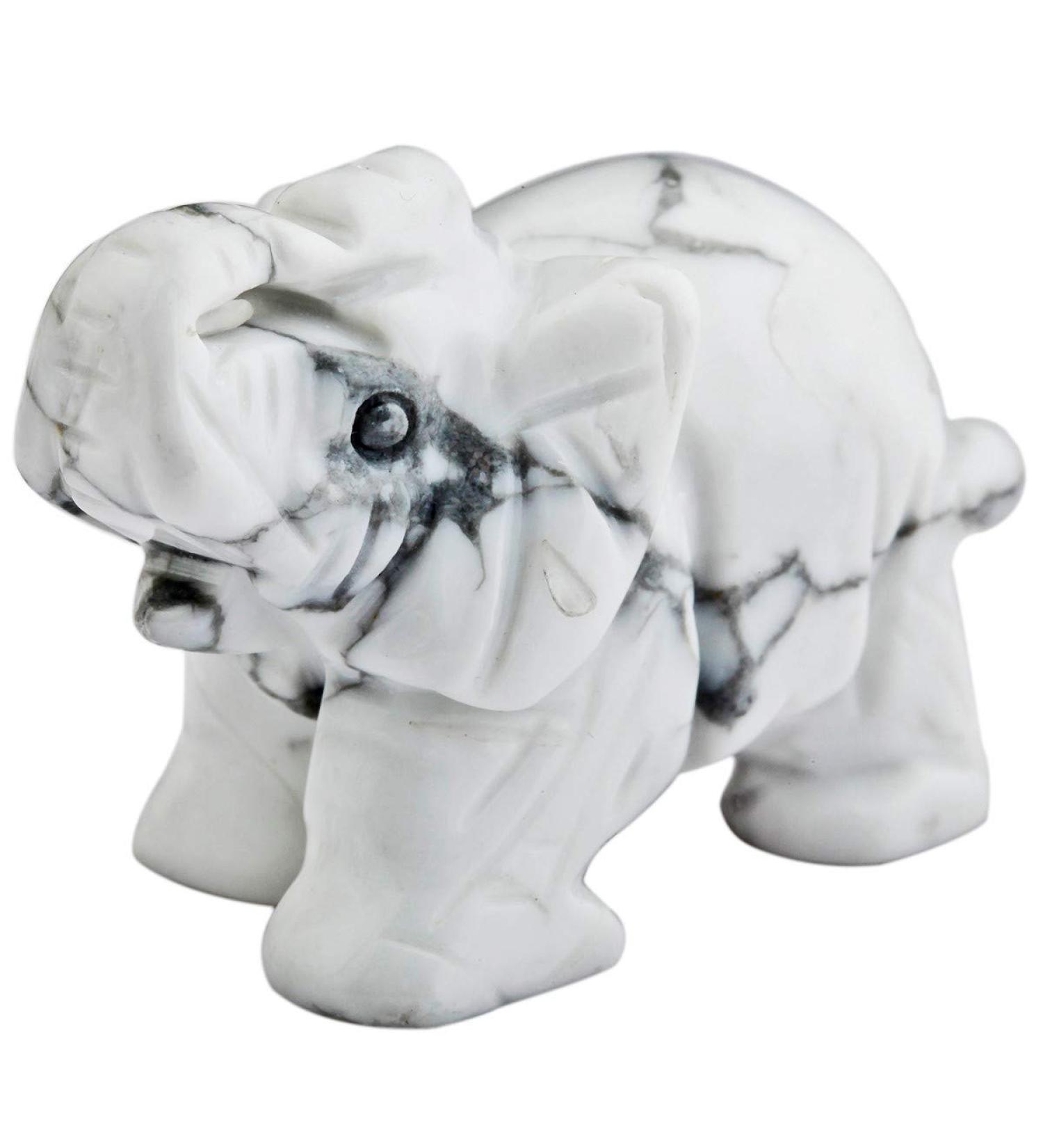 Buy NUPUYAI ELEFANT Gemstone Crystal Figure - Lucky Charm for Feng Shui & Reiki Decor | White Howlite & Turquoise - Buy Online on GoSupps.com