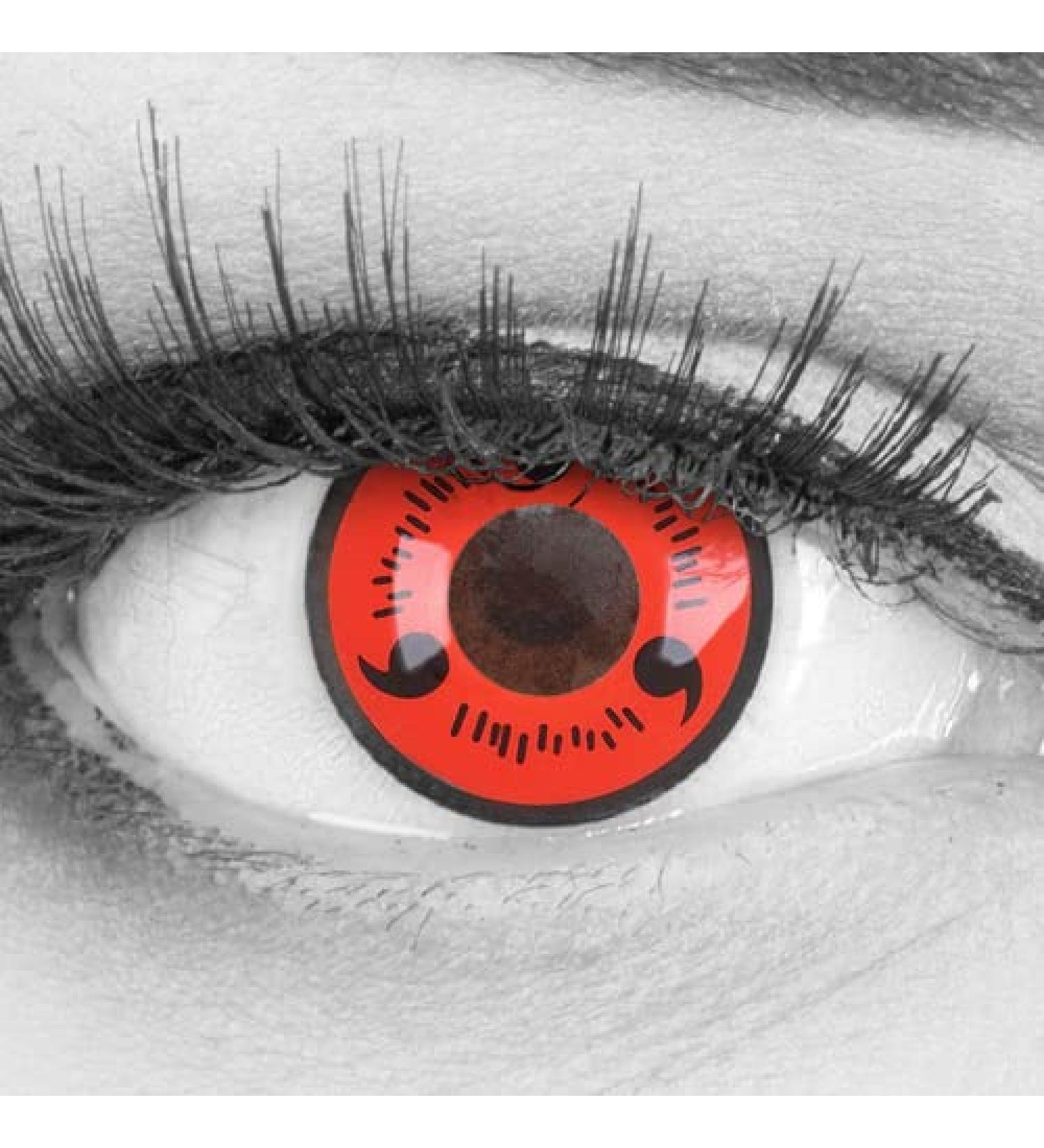 Meralens Sharingan Sasuke Red Black Colored Anime Contact Lenses - Cosplay Halloween Monthly Use -3.50 Diopter Perfect Fit - Buy Online on GoSupps.com