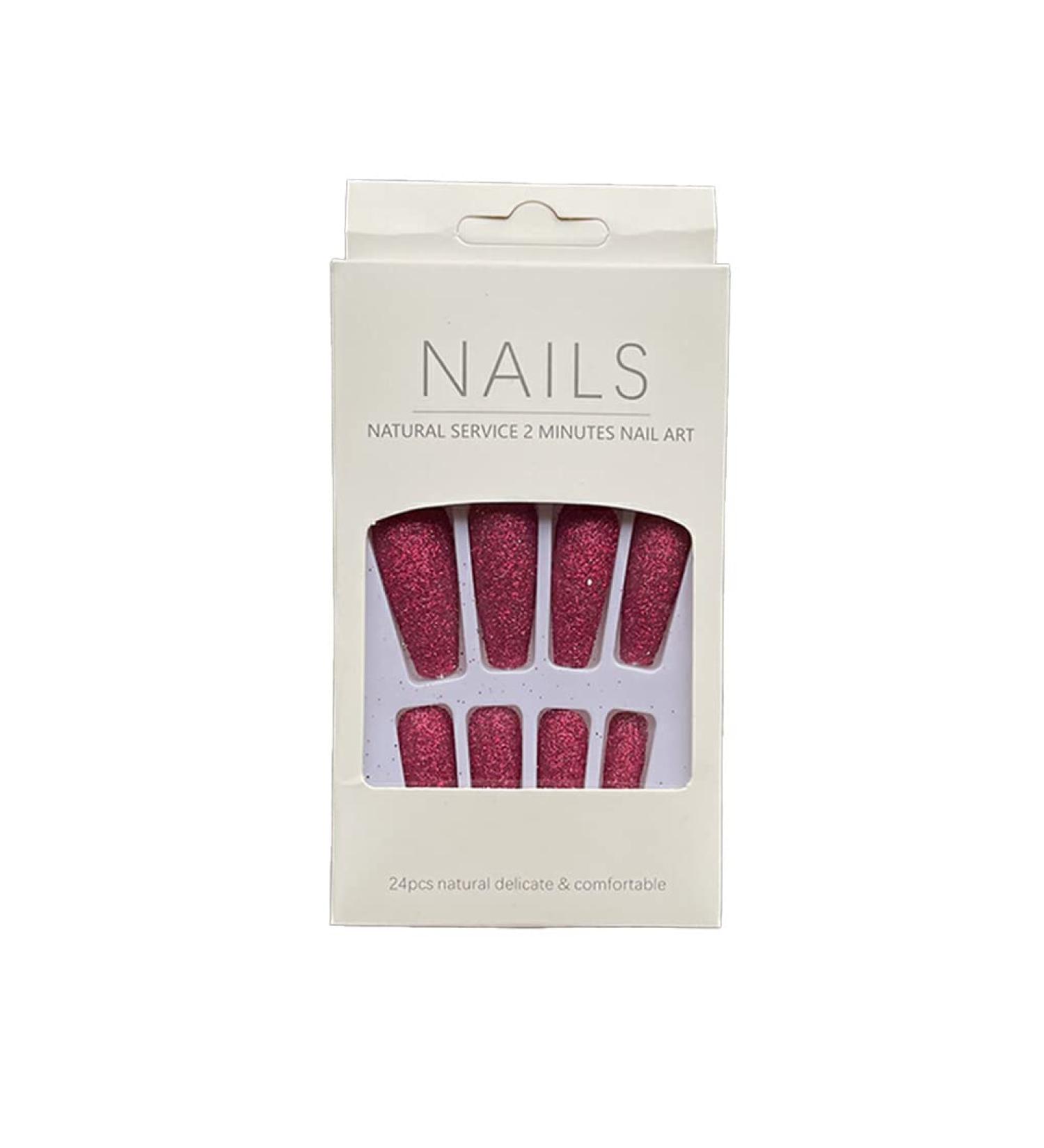 AUklOPVZZ 1 Set French Tip Press on Nails Solid Color Extension Shimmer Fingernails Decals Full Cover Salon Gifts Manicure Kit H33-Rosered jelly glue - Buy Online on GoSupps.com