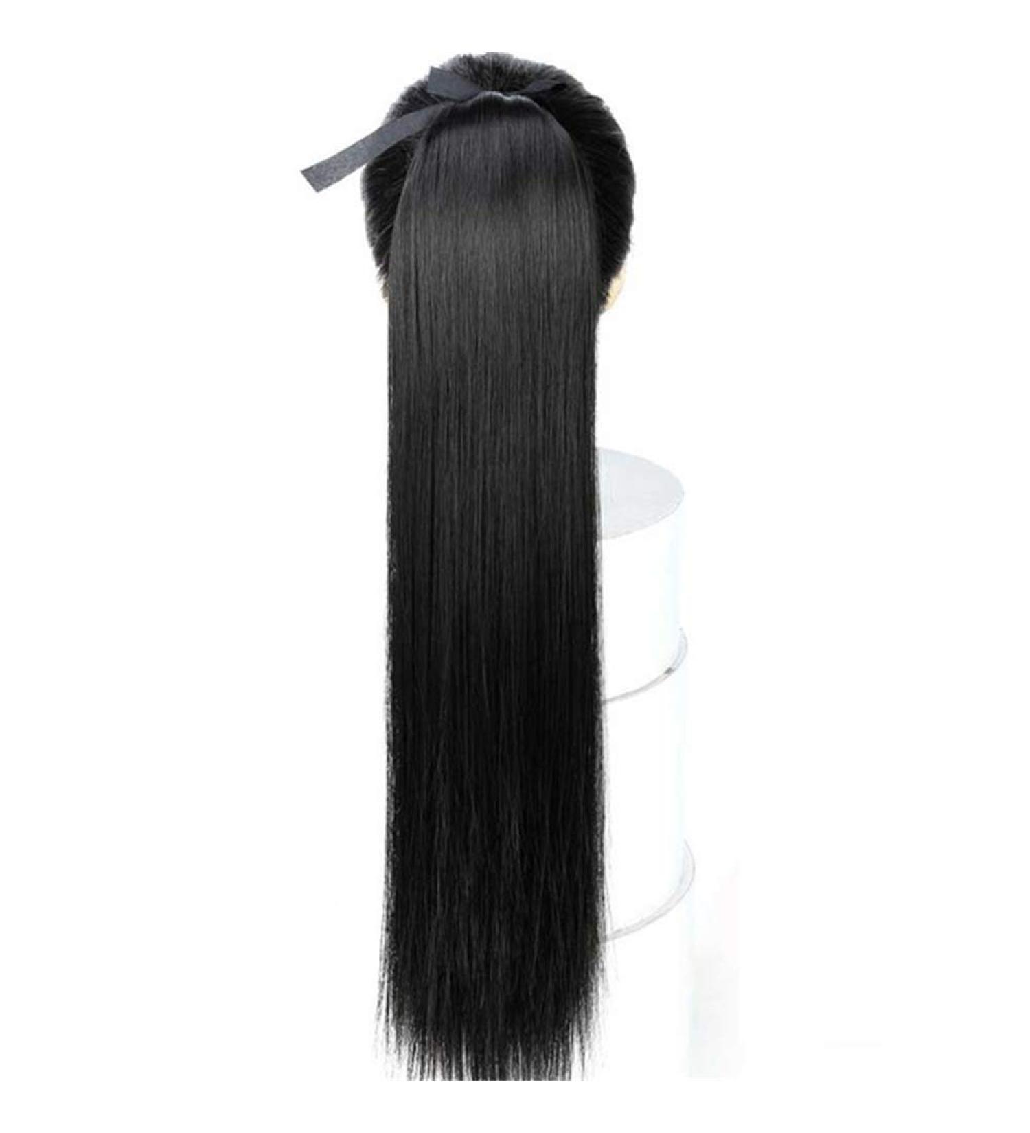 75cm Long Synthetic Ponytail Wig - Heat-Resistant Clip-In Hair Extensions for Women - Black/Brown - Buy Online on GoSupps.com