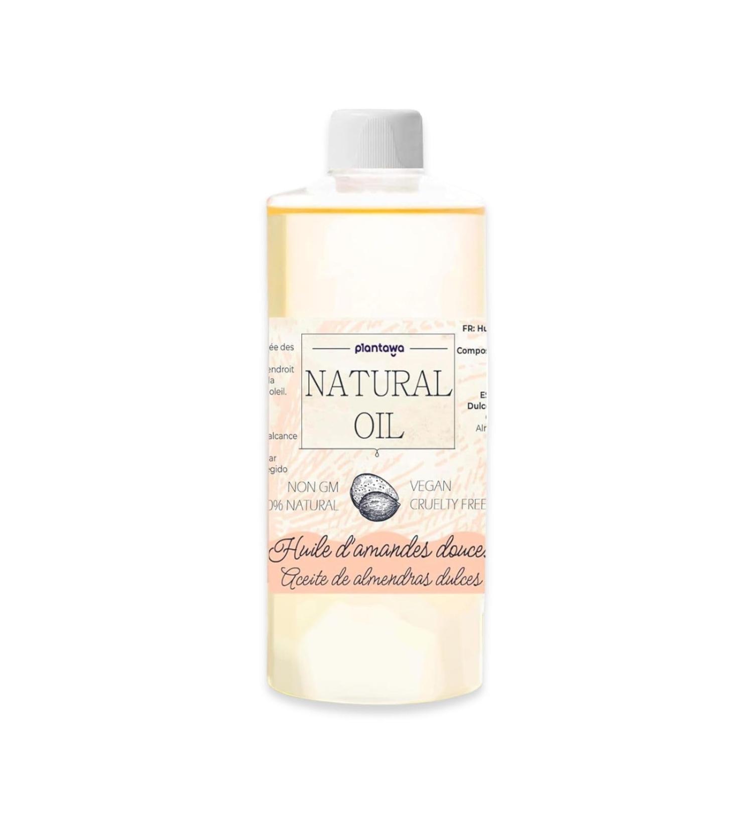 PLANTAWA Sweet Almond Oil 500 ml 100% Natural Organic for Hair Baby Pregnancy Stretch Mark Face Body Massage 100% Pure - Buy Online on GoSupps.com