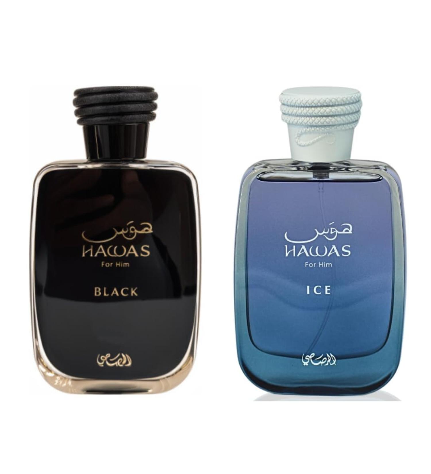 Hawas Ice For Him & Hawas Black for Men Eau de Parfum Combo Set | Long-Lasting Fragrance for Men | Gift for Him | 100ml - Buy Online on GoSupps.com