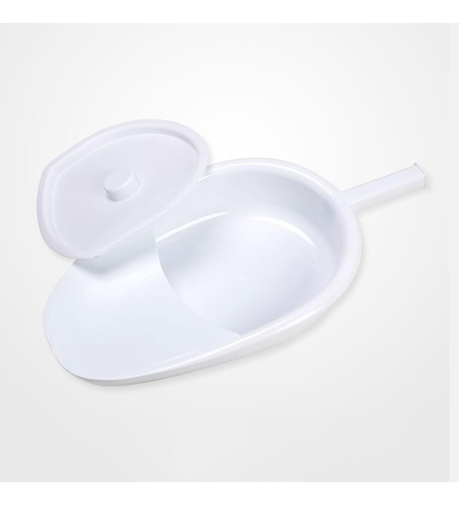 NEDLON Portable Bedpan with Lid Bed Pan for Elderly Women and Men Durable & Easy to Clean Urine Potty for Hospitals Home Care White - Buy Online on GoSupps.com