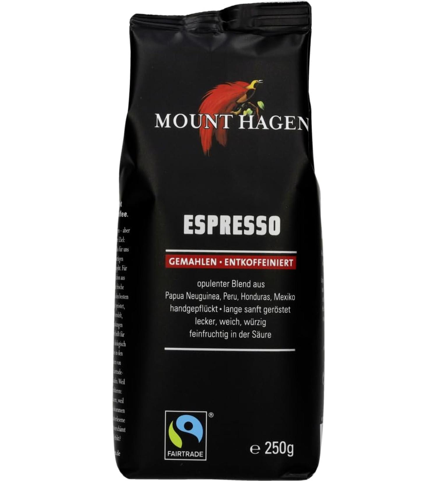 Mount Hagen Bio espresso ground and decaffeinated 2 x 250 g