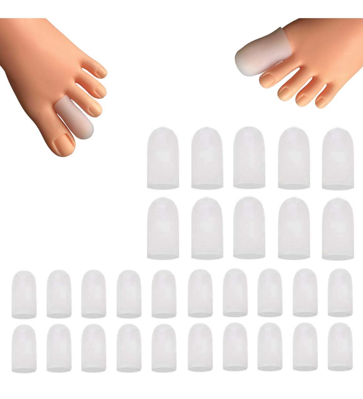 30 Pieces Gel Toe Caps - Toe Protector for Ingrown Toenails, Corns, Blisters, Hammer Toes - White - Buy Online on GoSupps.com