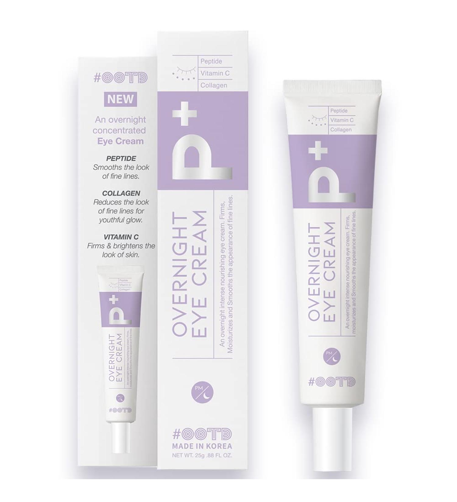 OOTD Vegan Facial Eye Cream | Peptides, Vitamin C, Collagen | 25g Overnight Korean Under Eye Treatment for Men & Women | Kbeauty Night Time Certified - Buy Online on GoSupps.com