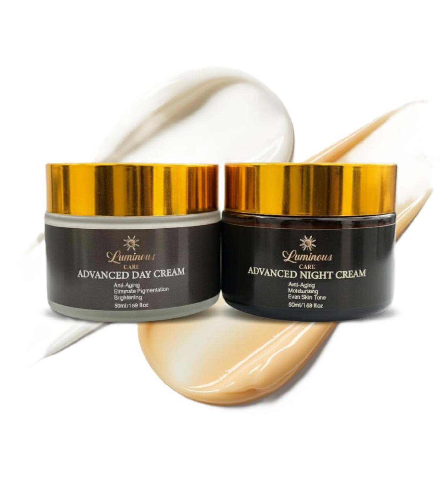 Luminous Care Advanced Anti-Aging Day & Night Cream Duo Set Brightening Moisturizer with Retinol Vitamin C & Collagen Hydrating Face Cream for Dark Spots & Fine Lines (2 x 50 ml Jars) - Buy Online on GoSupps.com