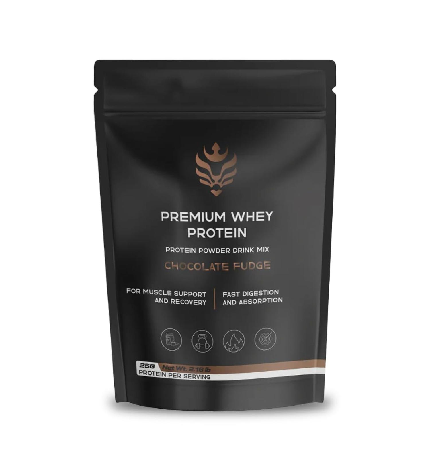 Benavidez Premium Whey Protein Powder 25g Protein Per Serving Grass-Fed Whey Isolate & Concentrate Fast-Digesting Muscle Recovery No Artificial Sweeteners Keto & Gluten-Free Chocolate Fudge - Buy Online on GoSupps.com
