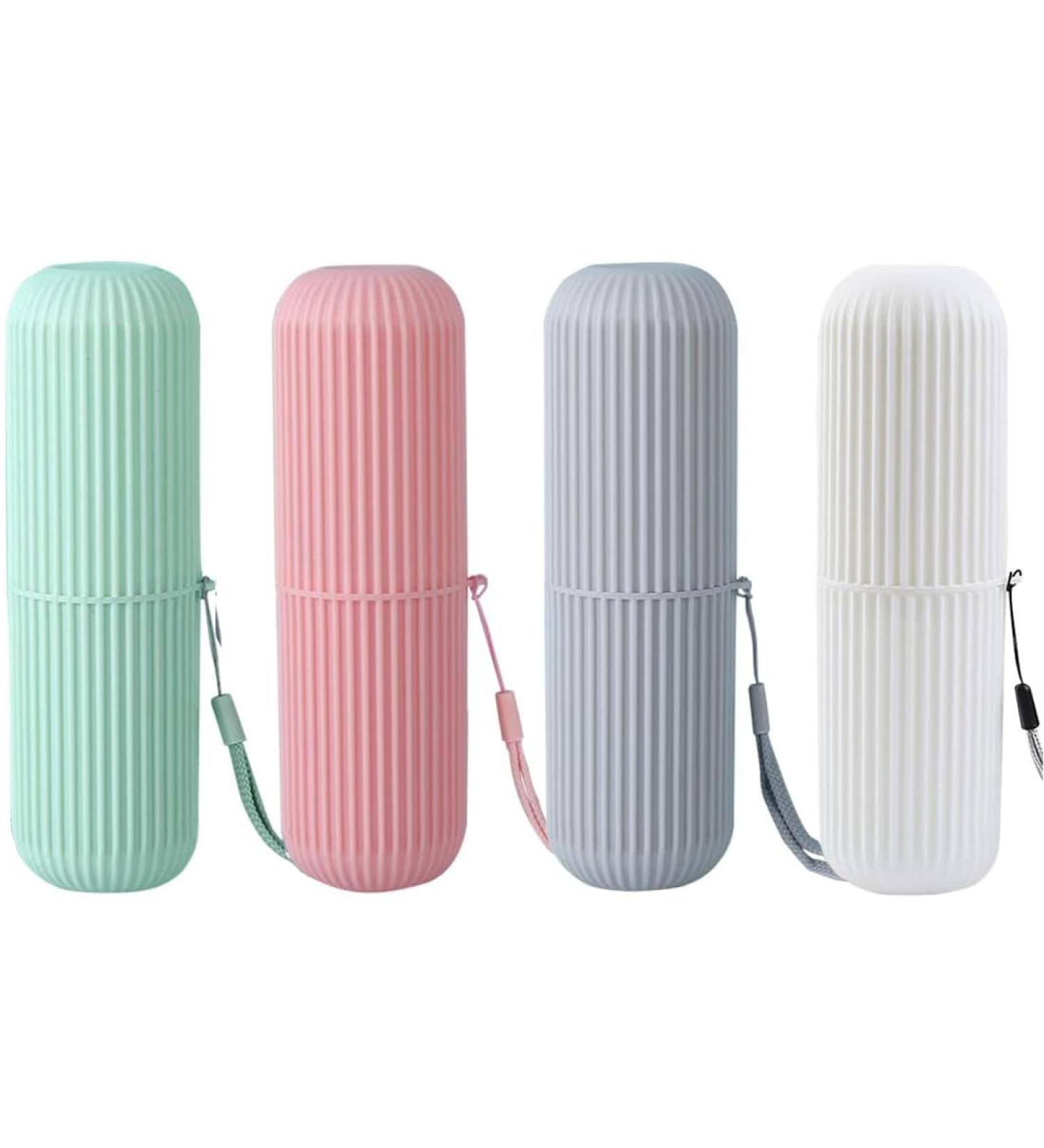 Annchilio Travel Toothbrush Set - 4 Portable Toothbrush Covers & Cups for Kids & Adults | Ideal for Camping Outdoors & Business Trips - Buy Online on GoSupps.com