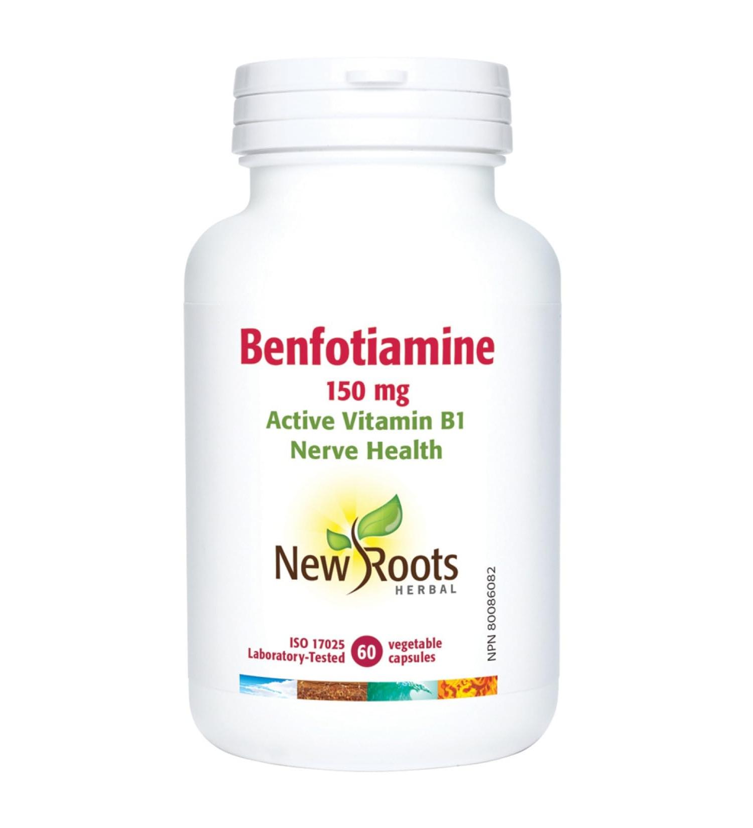 New Roots Herbal - Benfotiamine 150mg 60 Capsules - Active Vitamin B1 - Supports the Healthy Function of Nerves in Individuals with Polyneuropathy - Helps in Energy Production 60 count (Pack of 1) - Buy Online on GoSupps.com