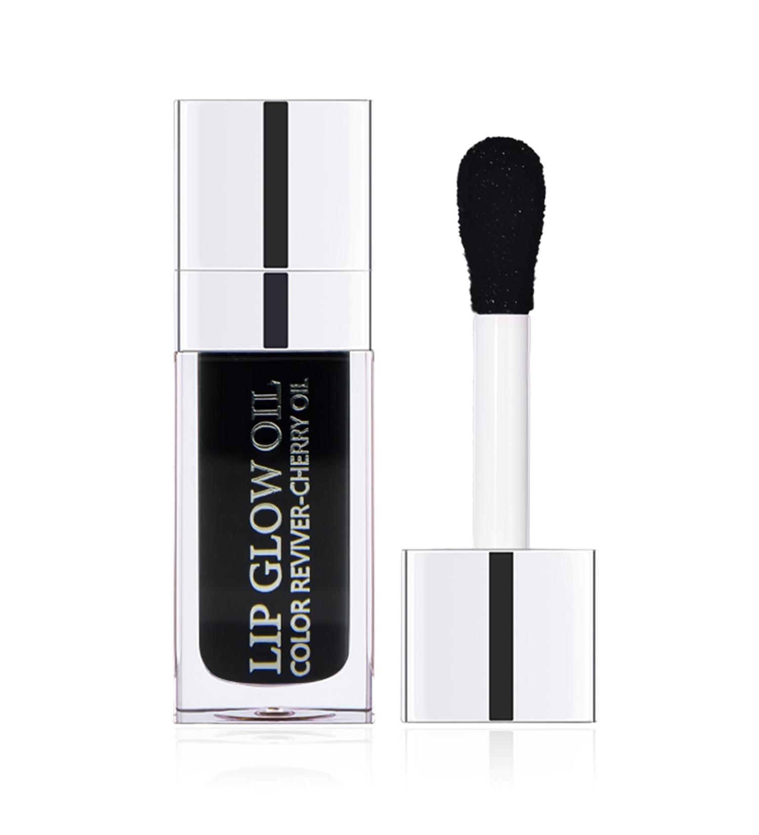Hydrating Plumping Lip Gloss - Long Lasting Non-Sticky Tinted Balm with Big Brush & Glitter Shine - Black - Buy Online on GoSupps.com