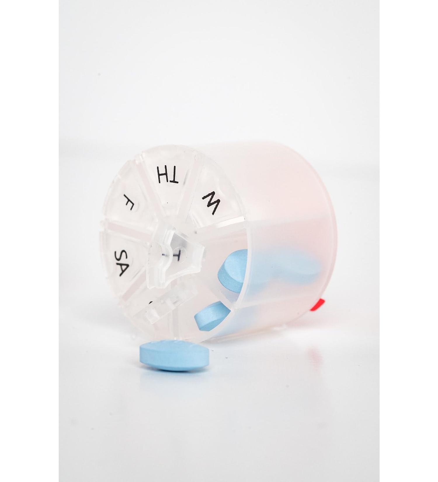 Under Cap Weekly Pill Organizer - Compact Medication Organizer 7 Chambers Fits Amber Bottle - 3 Per Pack (Size 20 Small - Buy Online on GoSupps.com