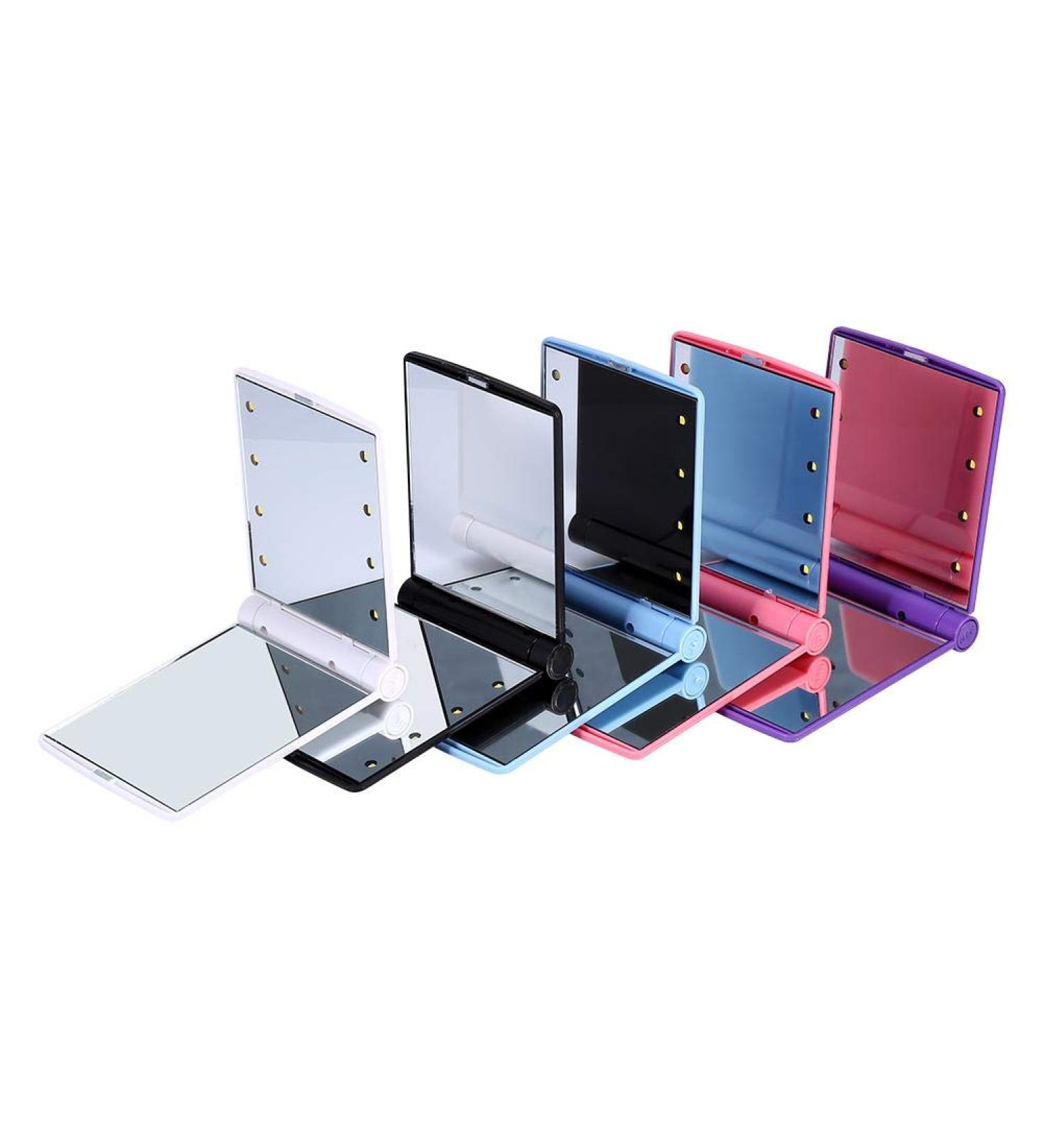 Portable Folding Makeup Mirror with 8 LED Lights - Travel Compact Pocket Mirror - Buy Online on GoSupps.com