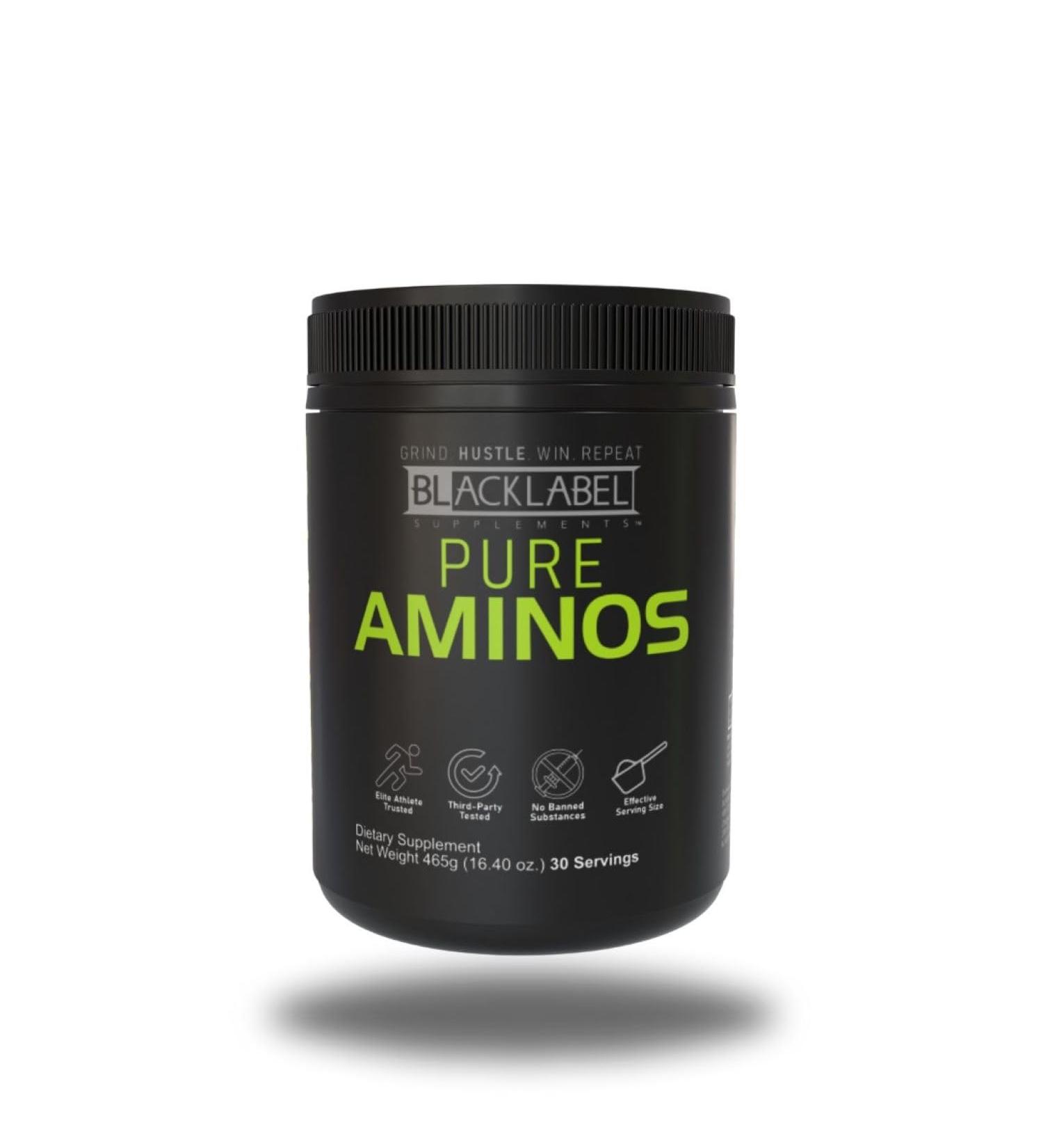 BLACKLABEL Supplements Pure AMINOS Essential Amino Acids Green Apple 30 Servings Vegan Post-Workout Recovery Powder Low Calorie Amino Acid Supplement for Muscle Support and Performance - Buy Online on GoSupps.com