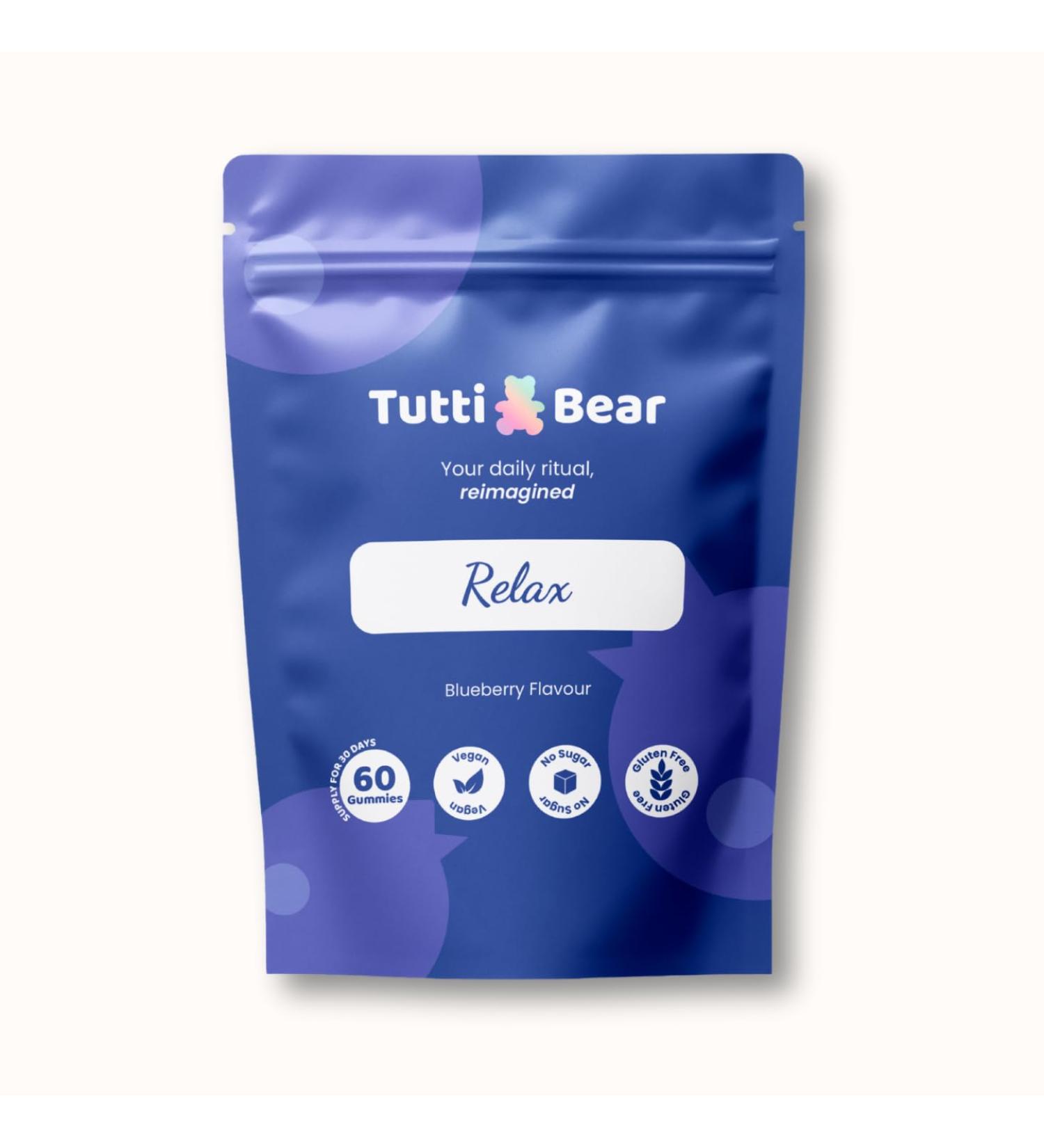  Tutti Bear Anti-Stress Gummies Vegan Formula with Ashwagandha L-Theanine GABA Vitamins B12 & D3 Sugar-Free 60 Gummies - Buy Online on GoSupps.com