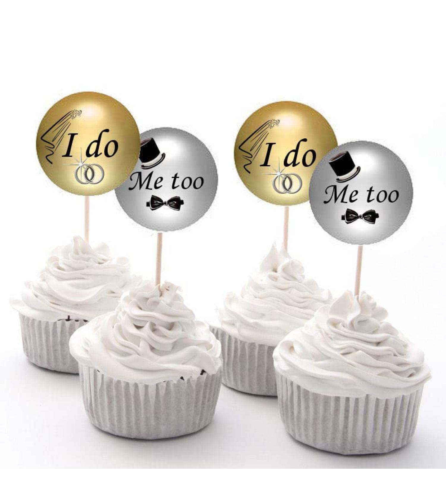Wedding Celebration Engagement Cupcake Fairy Cake Toppers x 12 I do Me too