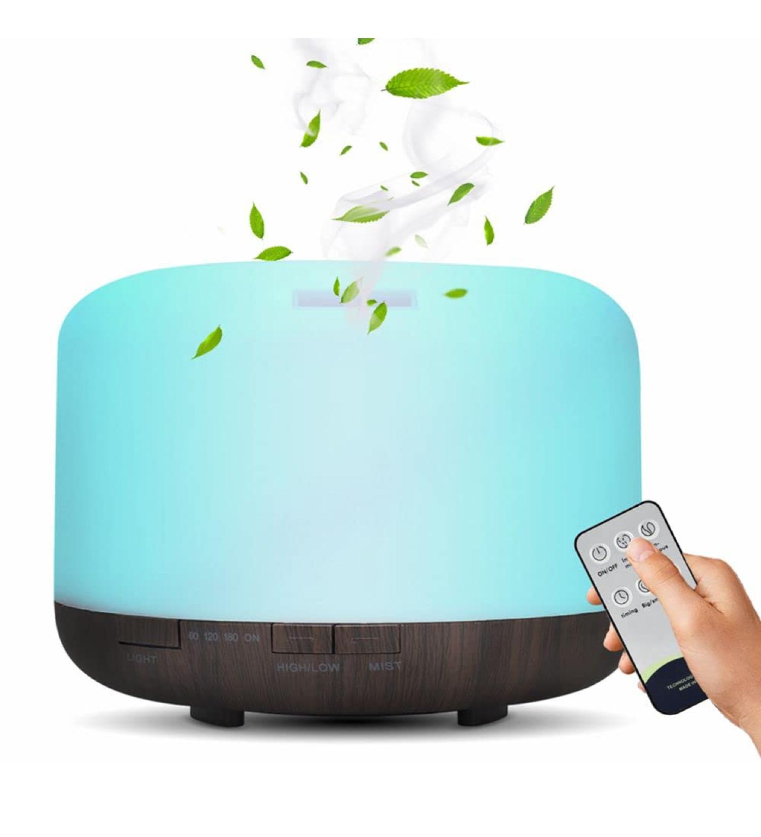 Buy Gohytal 500ml Aroma Diffuser - Ultrasound Essential Oil Diffuser with 7 LED Colors Remote Control & BPA-Free for Home Office Spa & Yoga - Buy Online on GoSupps.com