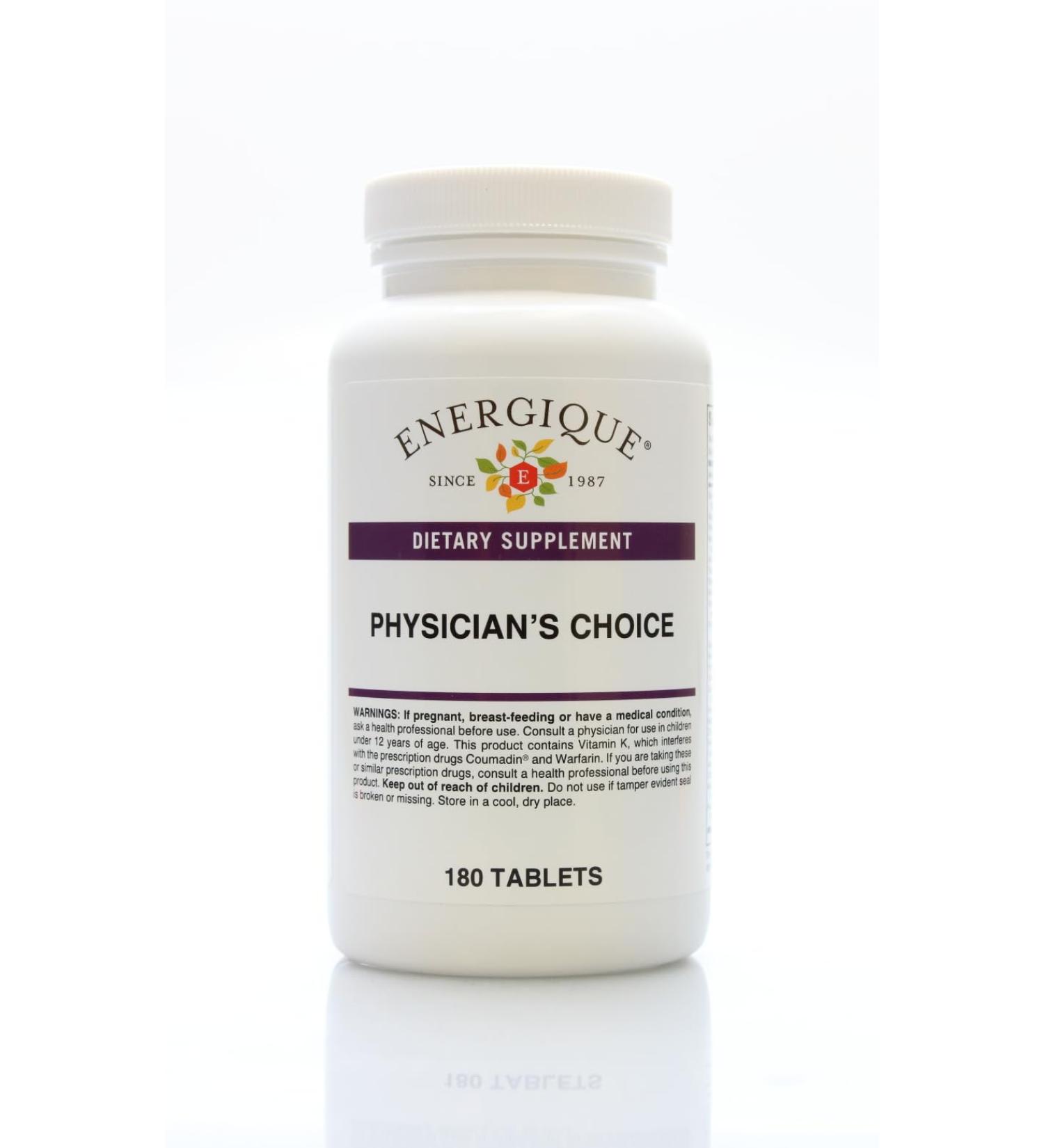 Physican's Choice multivitamin Providing Optimal doses of Essential Vitamins and Minerals.
