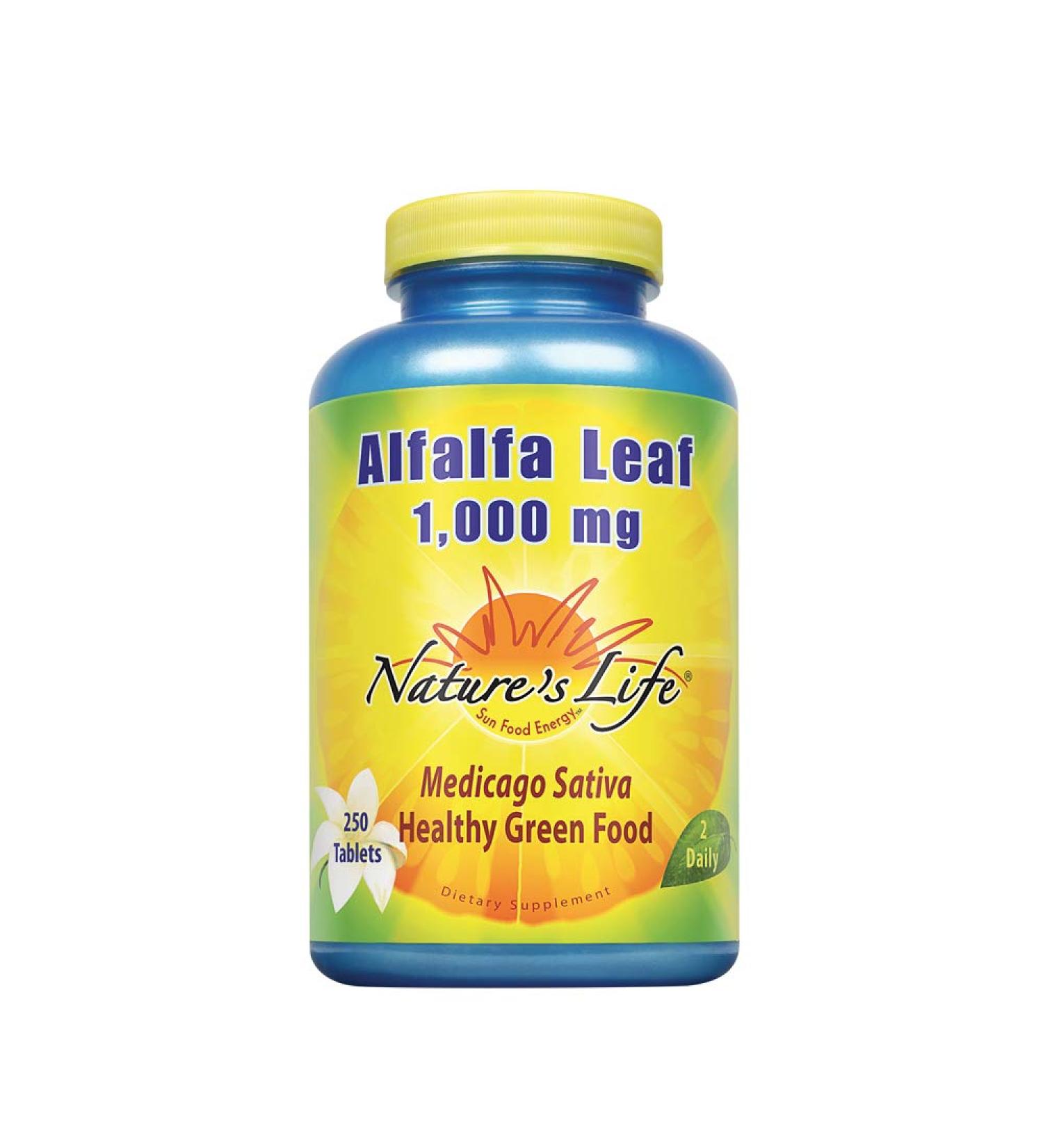 Natures Life Alfalfa Leaf Tablets 1000mg - Vitamin Rich Green Superfood | Non-GMO - 250 Count (Pack of 1) - Buy Online on GoSupps.com