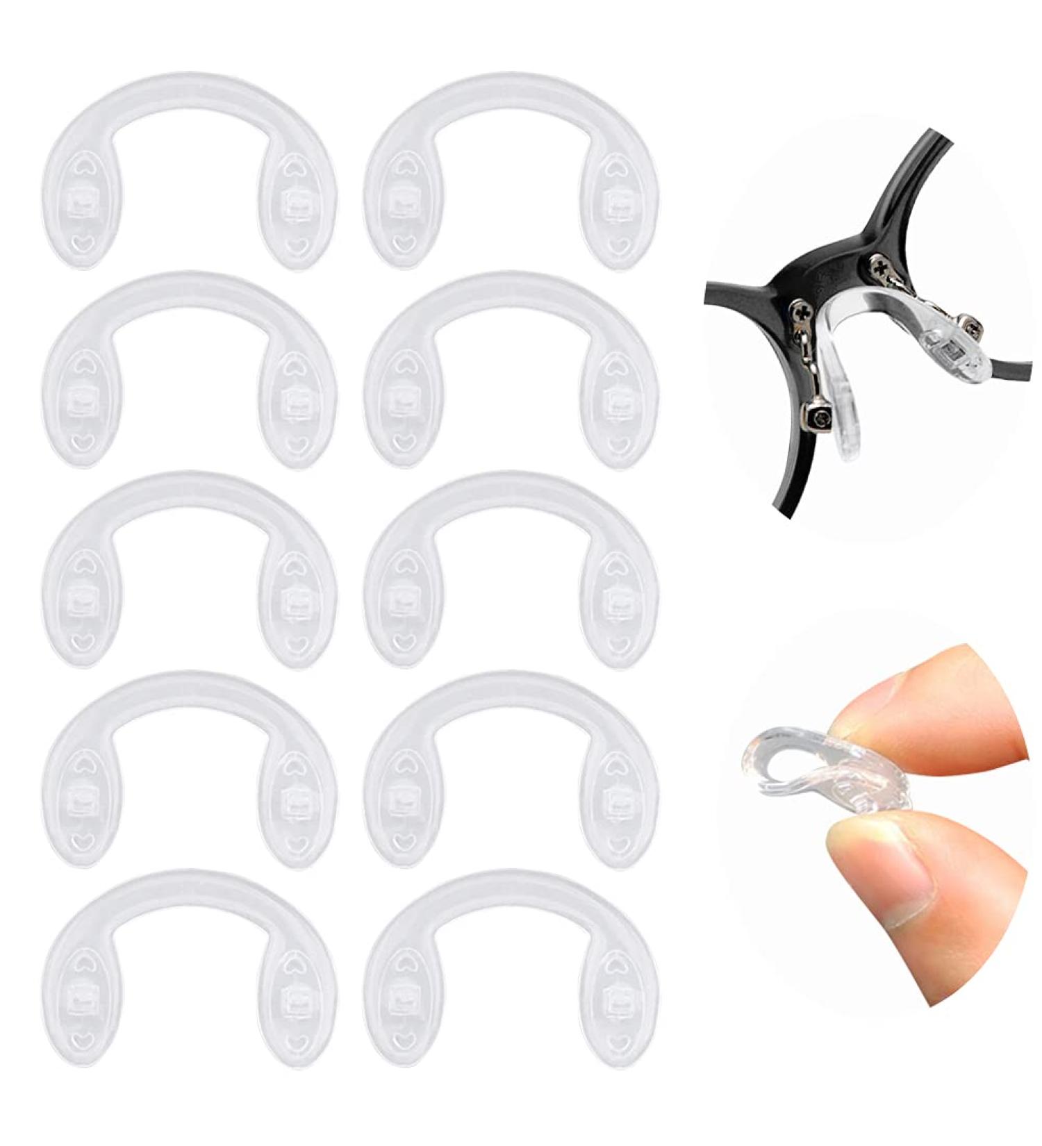 Ikasus U-Shaped Soft Glasses Nose Pads - 10pcs Screwable Silicone Anti-Slip Transparent Pads for Ultimate Comfort - Buy Online on GoSupps.com
