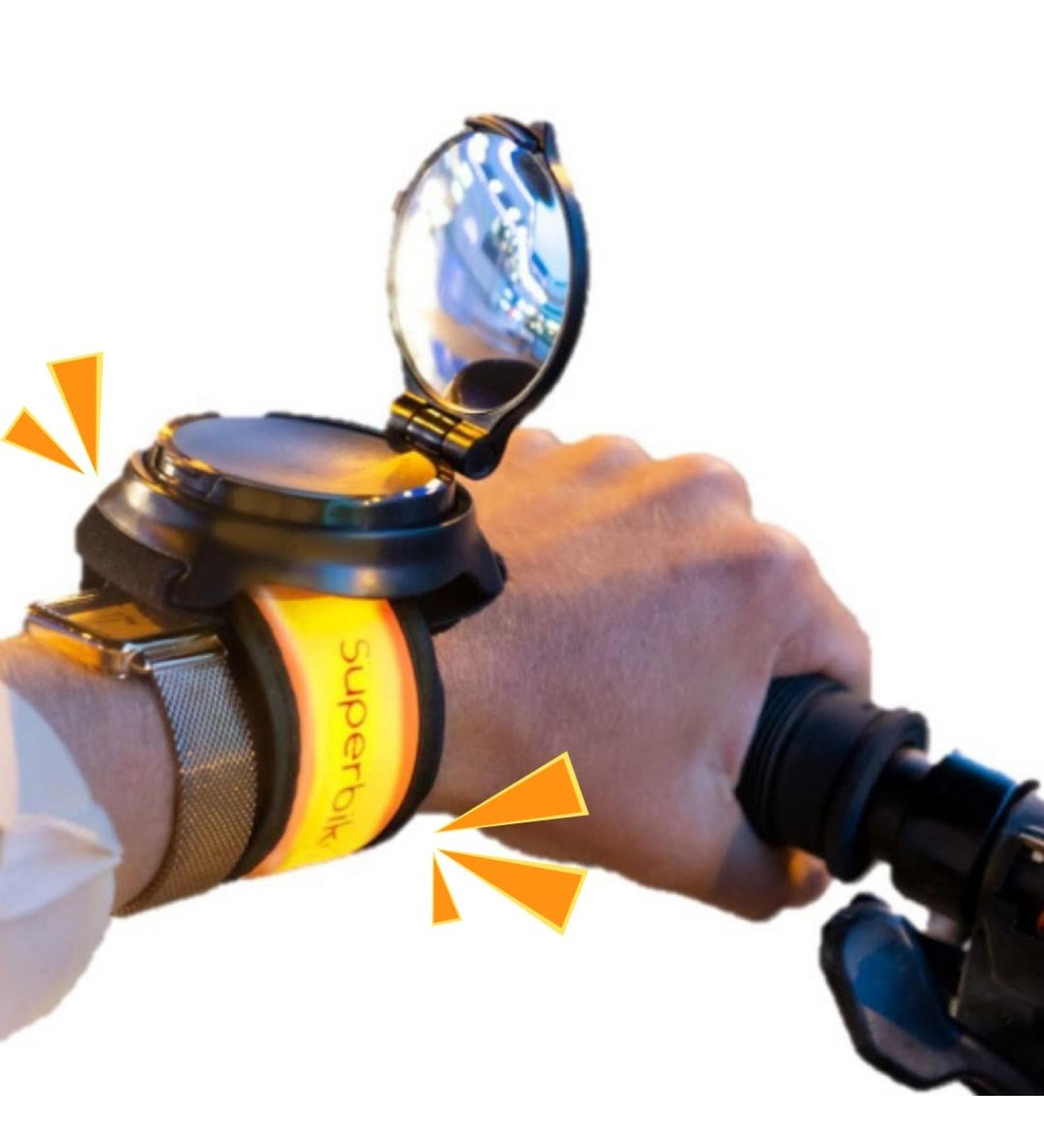 Bub-up Superbikero Bracelet for Bicycle & Scooter - Bright Integrated Mirror & Flexible Tape for Rear Mirrors & Turn Signals - Buy Online on GoSupps.com