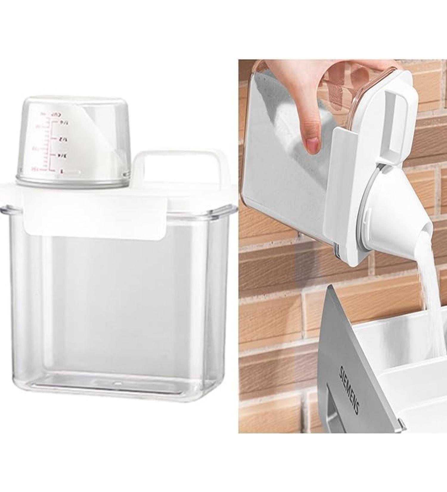 Liquid Powder Detergent Dispenser Laundry Powder Moisture Proof Storage Tank Transparent Liftable Cleaning Supplies Subpackage PET Laundry Liquid Sealed Tank with Measuring Cup (1100ML) - Buy Online on GoSupps.com