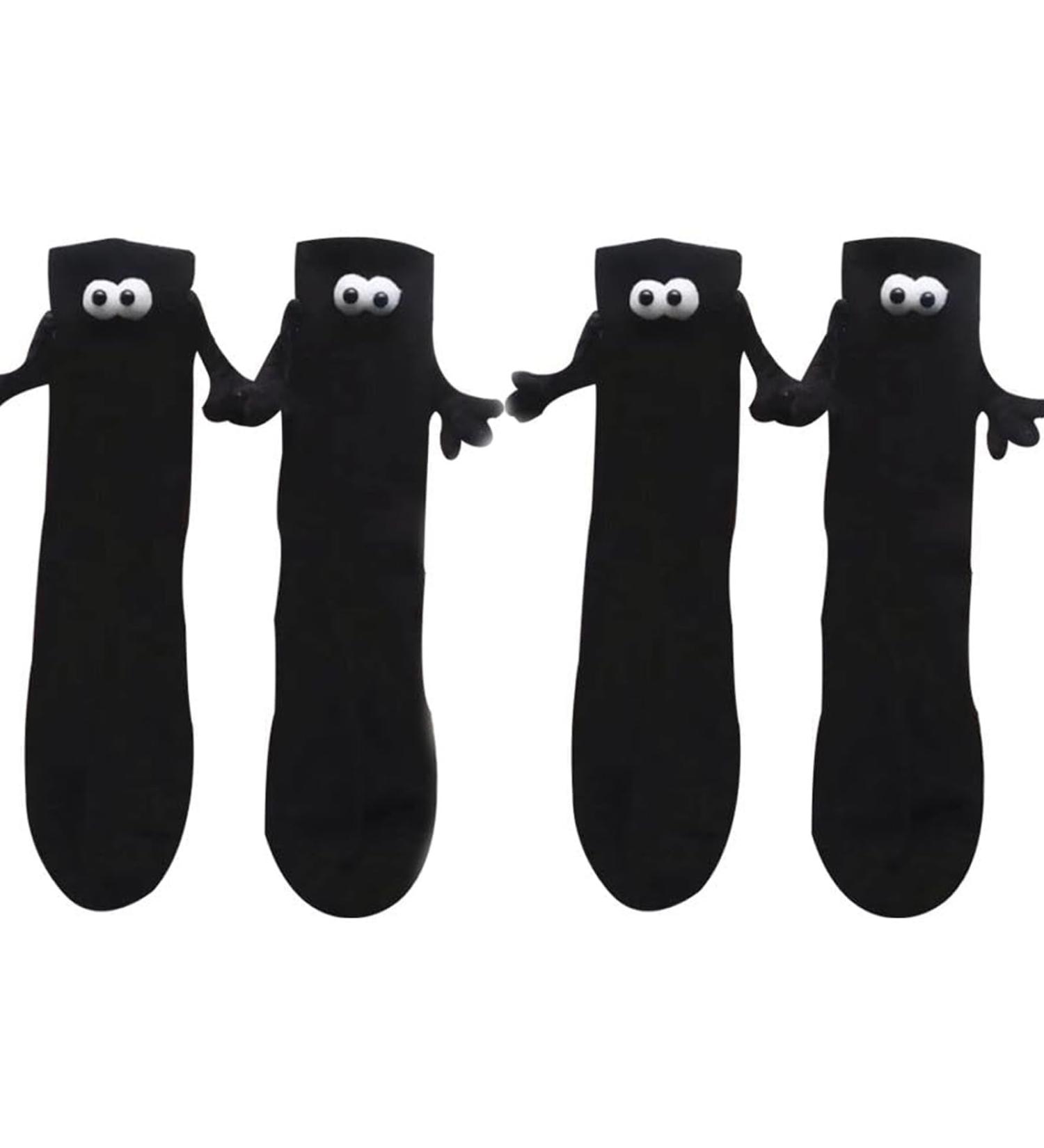 Hrtesus Hand Holding Couple Socks - Magnetic Suction 3D Doll Design - One Size Black+Black - Buy Online on GoSupps.com