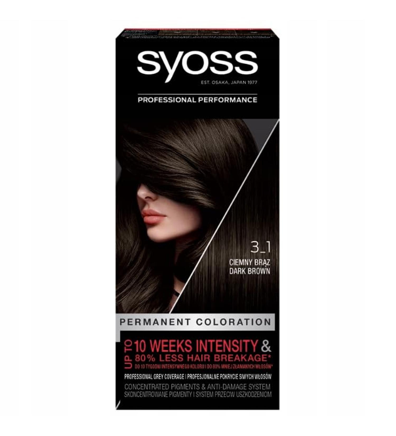 Syoss Permanent Coloration Hair Dye 3.1 Dark Brown 115ml - Buy Online on GoSupps.com