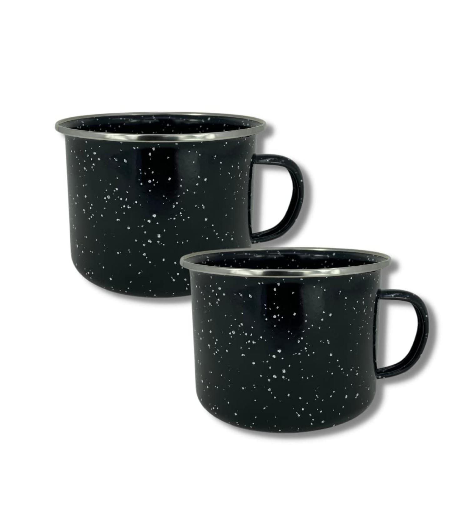 Toughty Camping Mug Set - 16 Oz Enamel Black Drinking Cups for Camping, Picnics & Home Use - Non-Toxic, Portable, Classic Design - Set of 2 - Buy Online on GoSupps.com